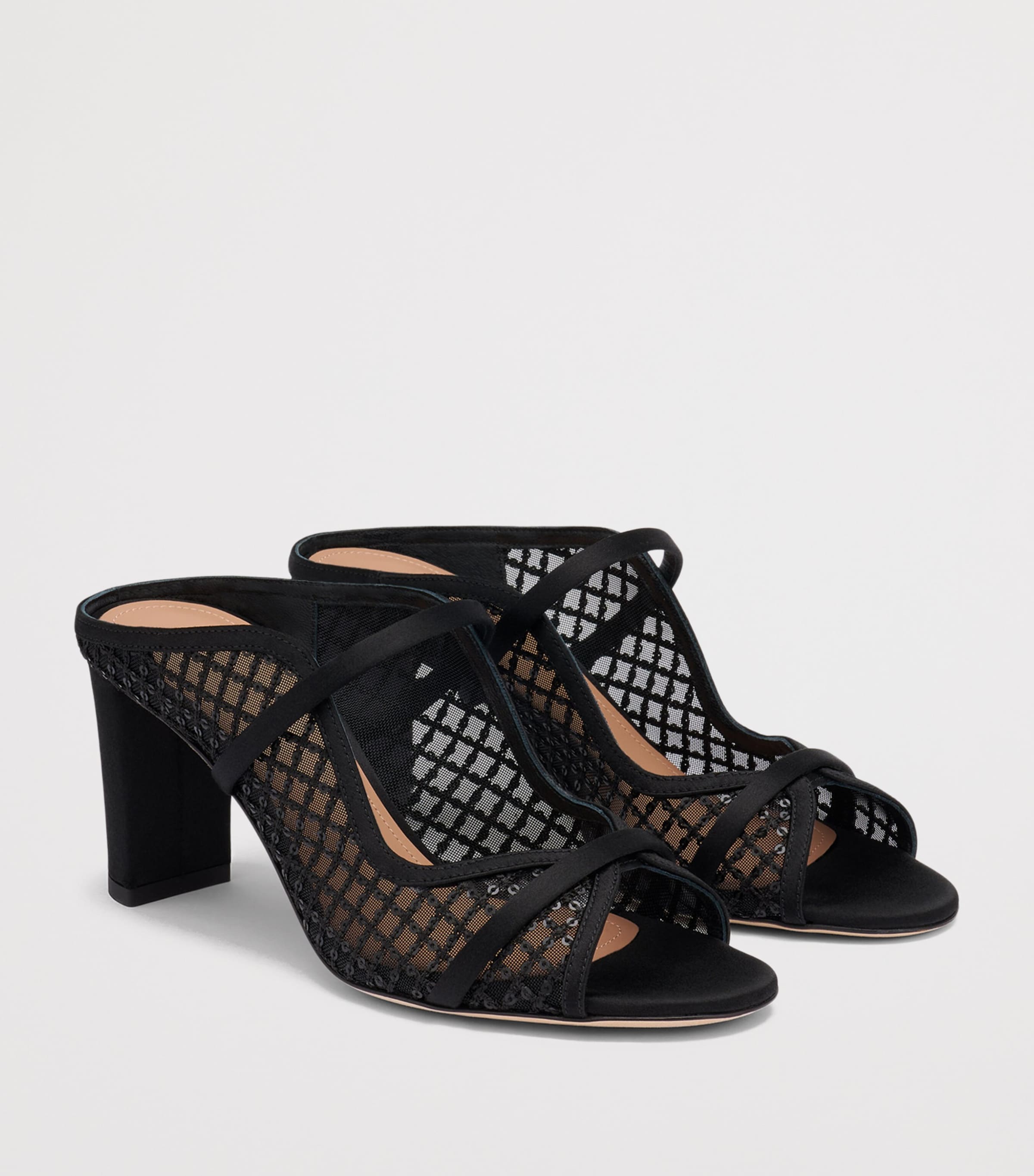 Malone Souliers Sequin Mesh Norah Heeled Sandals 70 Black Image 3