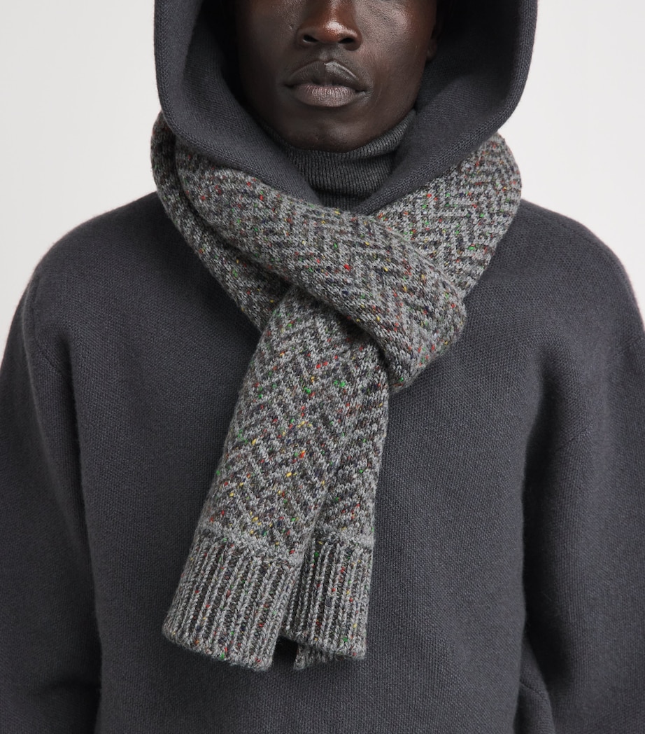 Gabriela Hearst Mens Cashmere Embellished Stanza Scarf Charcoal Multi Image 2