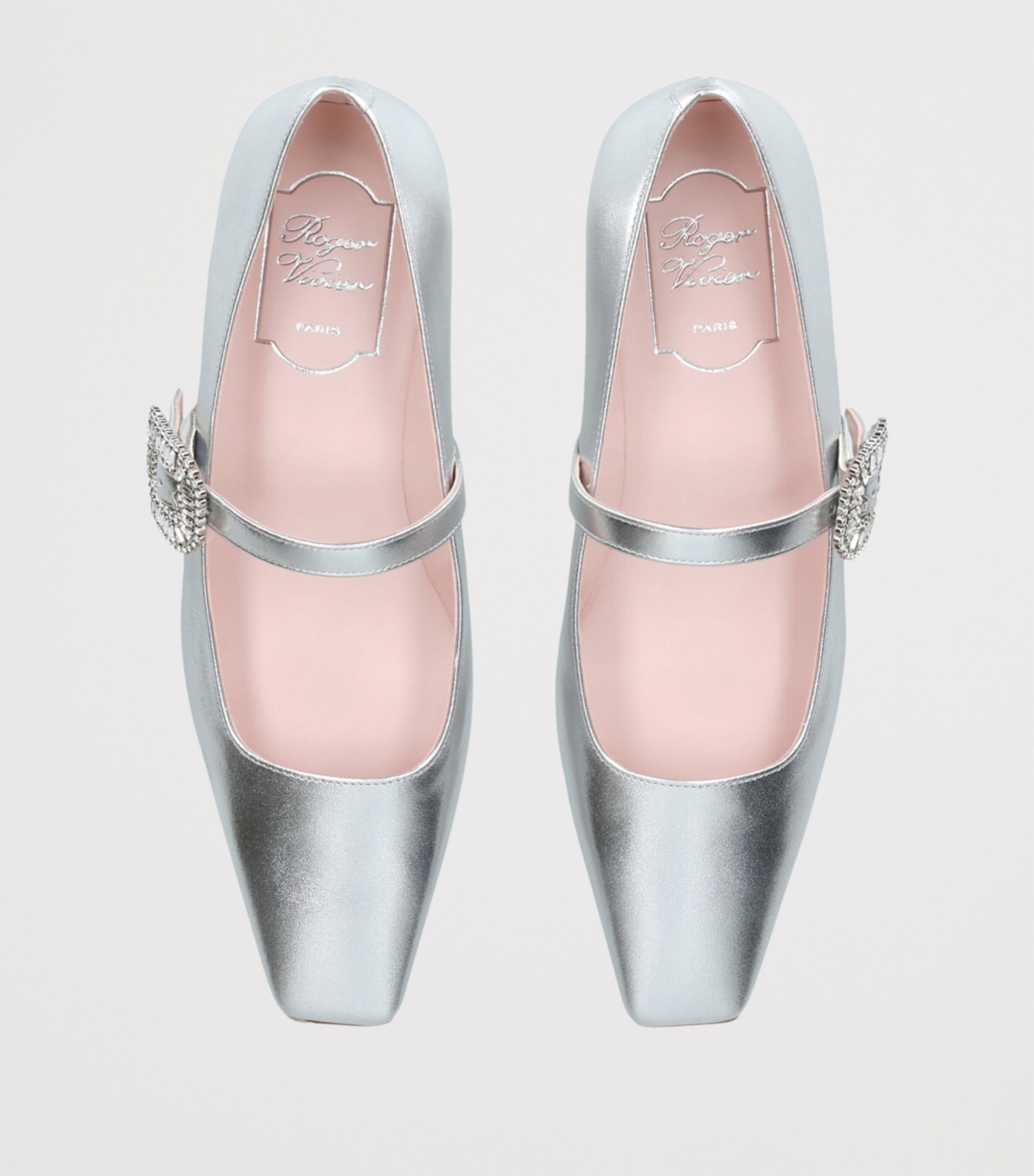 Leather Belle Vivier Mary Janes SILVER Image 4