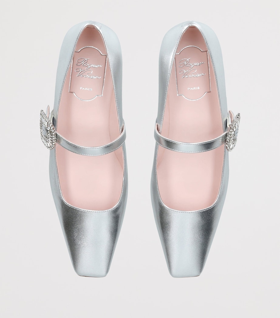 Leather Belle Vivier Mary Janes SILVER Image 4