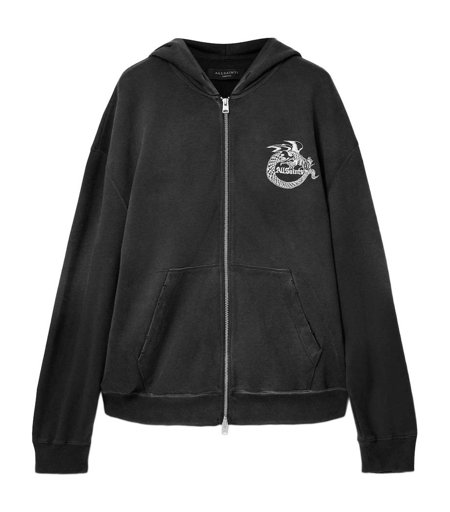 AllSaints Mens Organic Cotton Terra Hoodie Washed Black Image 1