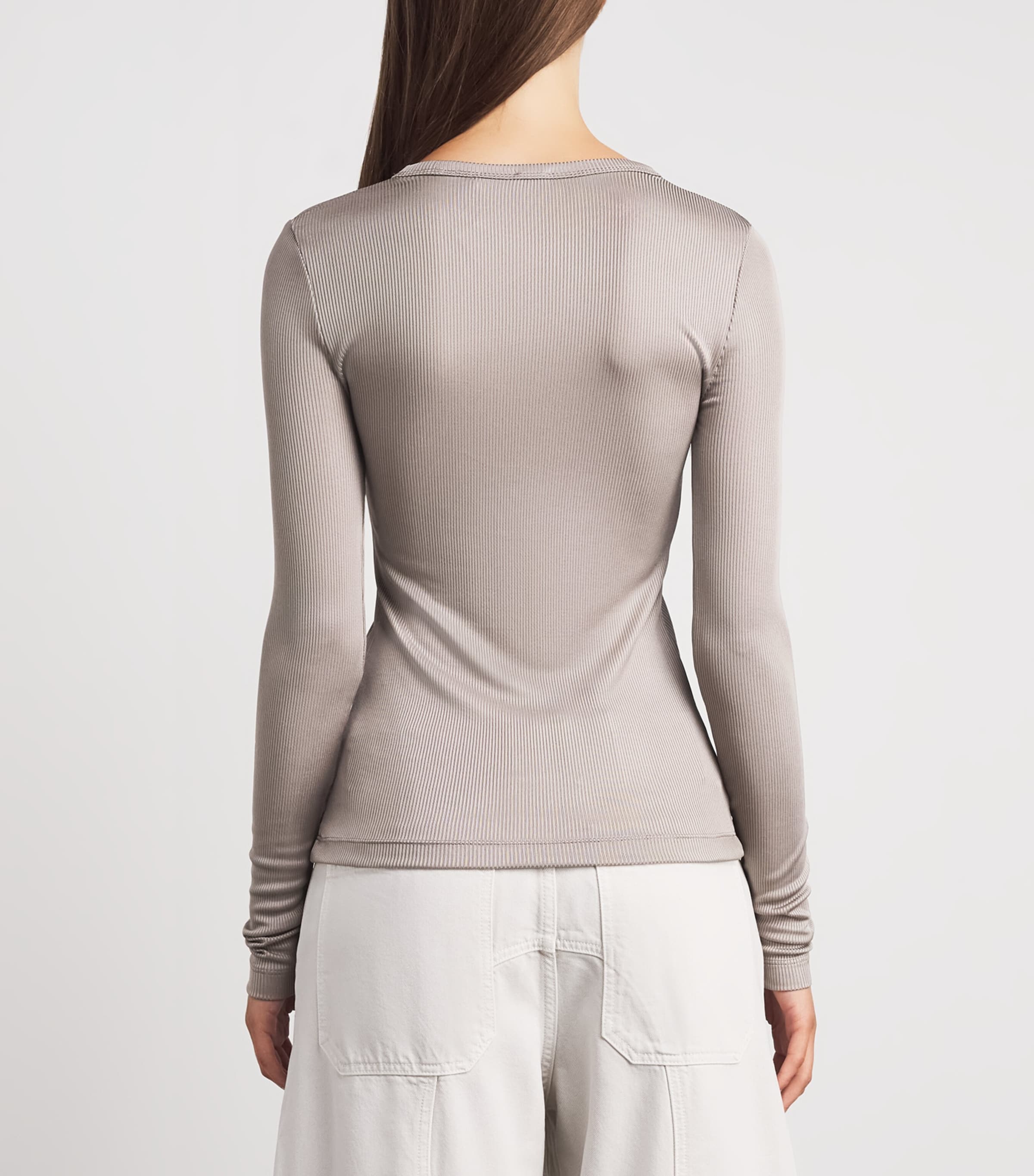 AGOLDE Womens Ribbed Delphi Top Tep Taupe Image 5