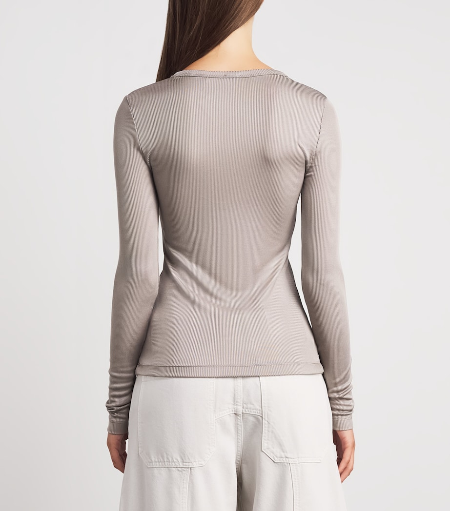 AGOLDE Womens Ribbed Delphi Top Tep Taupe Image 5