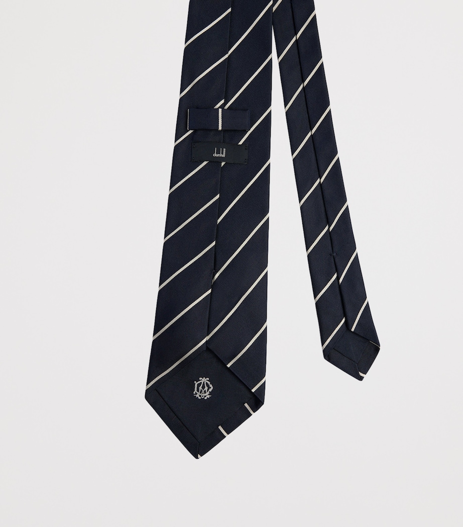 Dunhill Mulberry Silk Stripe Tie Navy Image 2