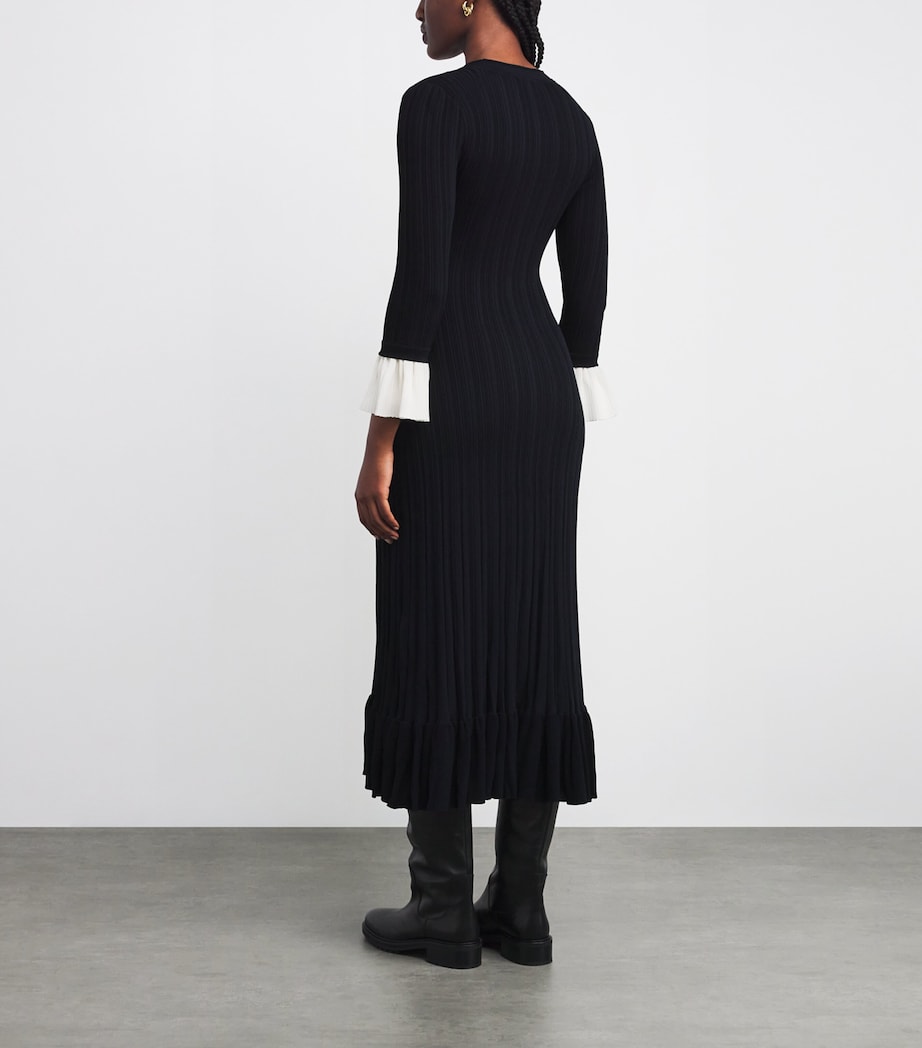 Knit Two-Tone Midi Dress NAVY BLUE Image 3