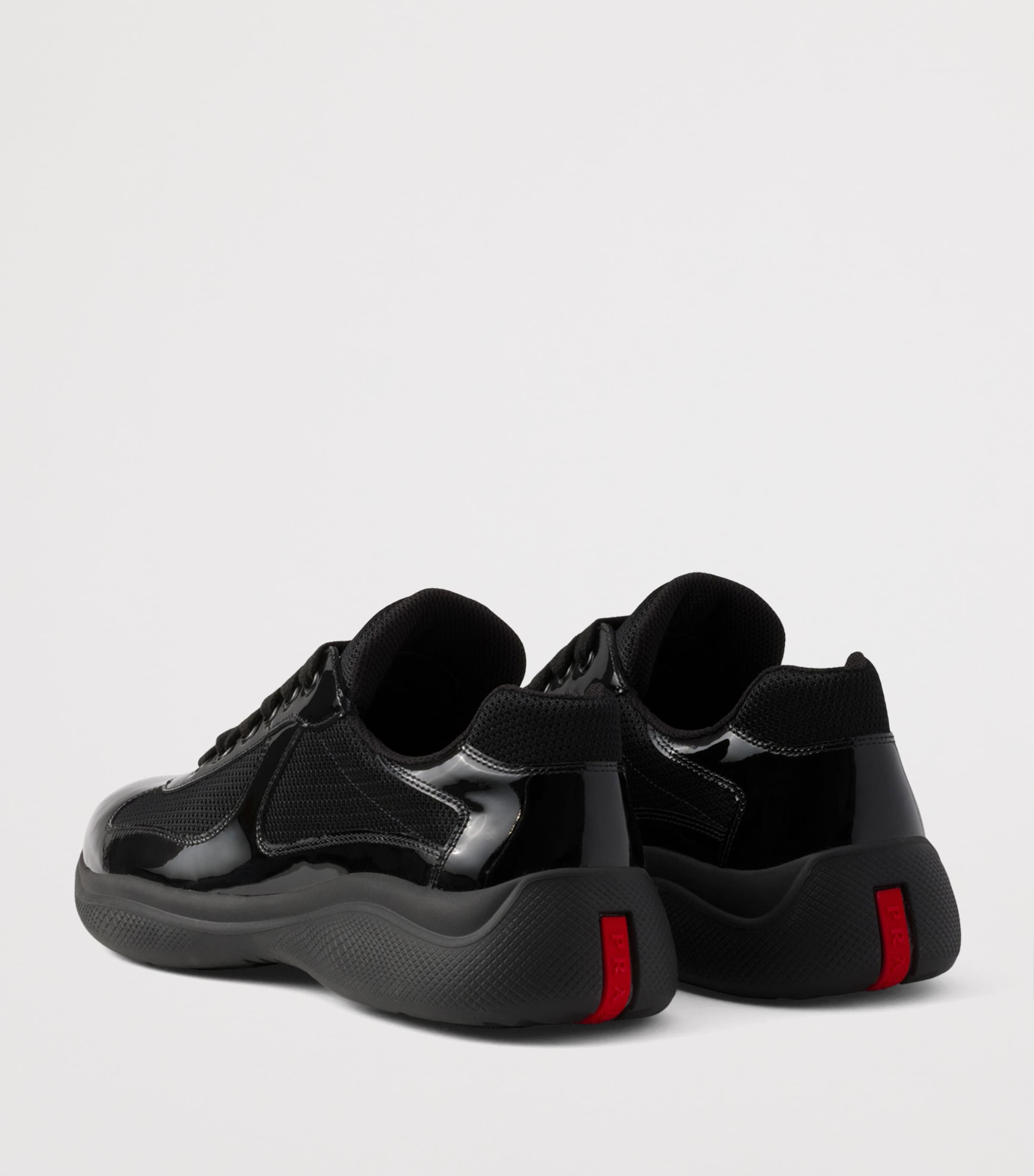 Prada Black Patent Leather-Blend America's Cup Sneakers