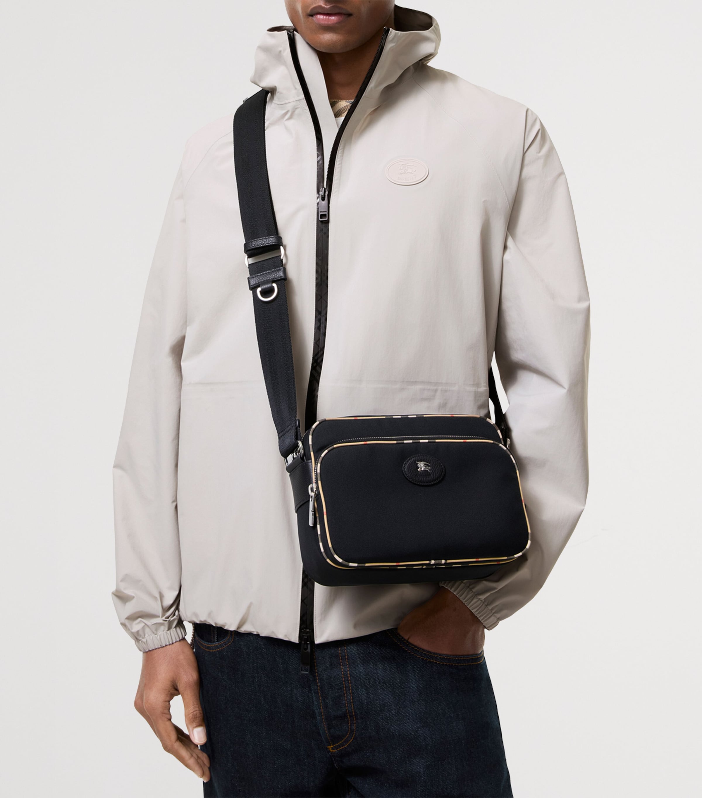 Burberry Check-Trim Cross-Body Bag Black Image 2