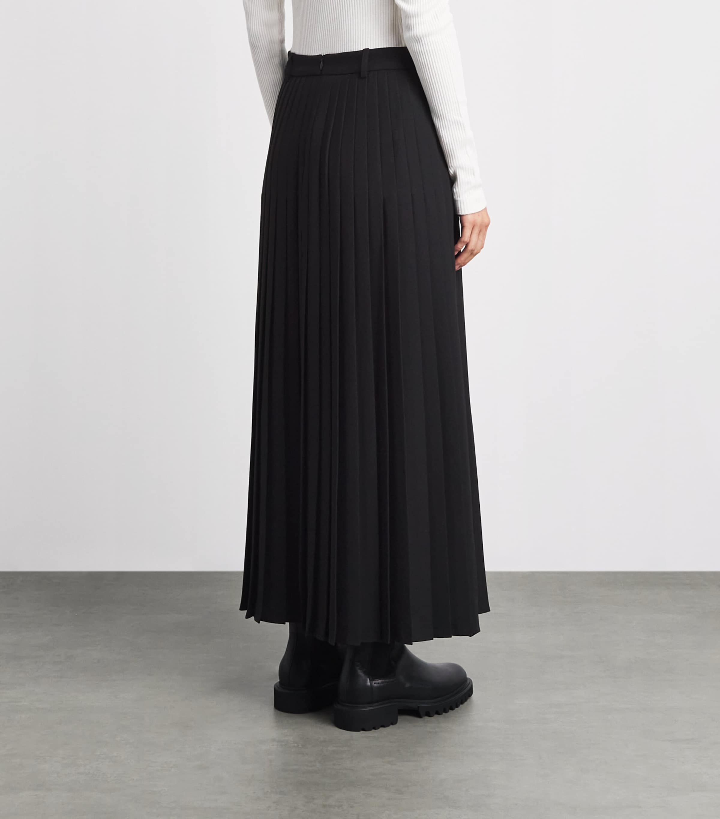 ME+EM Womens Crepe Slit Pleated Maxi Skirt Black Image 5