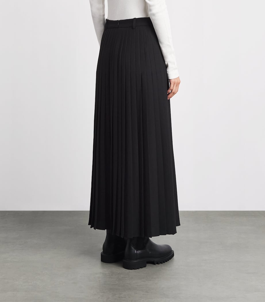 ME+EM Womens Crepe Slit Pleated Maxi Skirt Black Image 5
