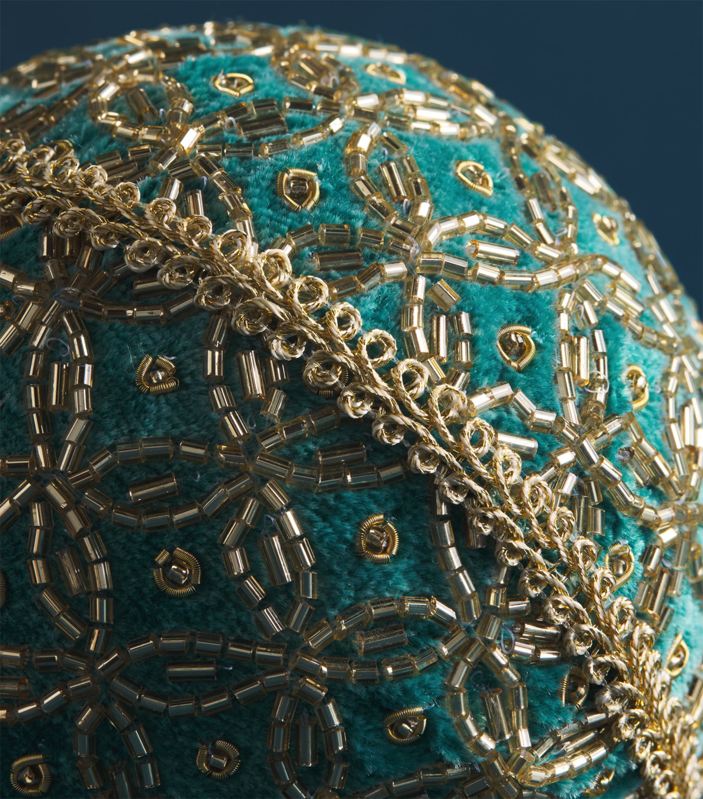 Harrods Velvet and Lace Embellished Bauble Turquoise/gold Image 2