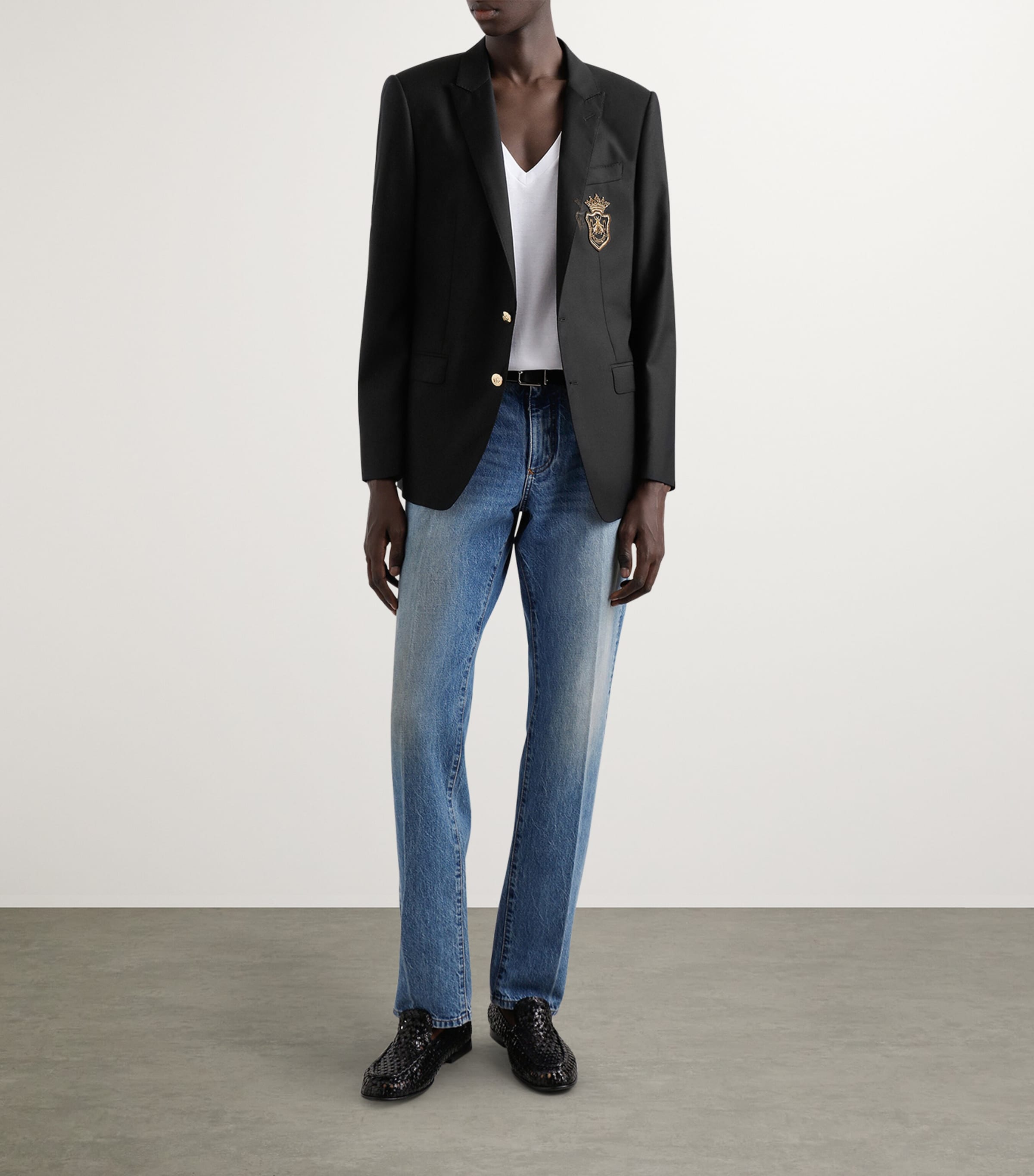 Virgin Wool-Silk Blazer N0000-BLACK Image 2