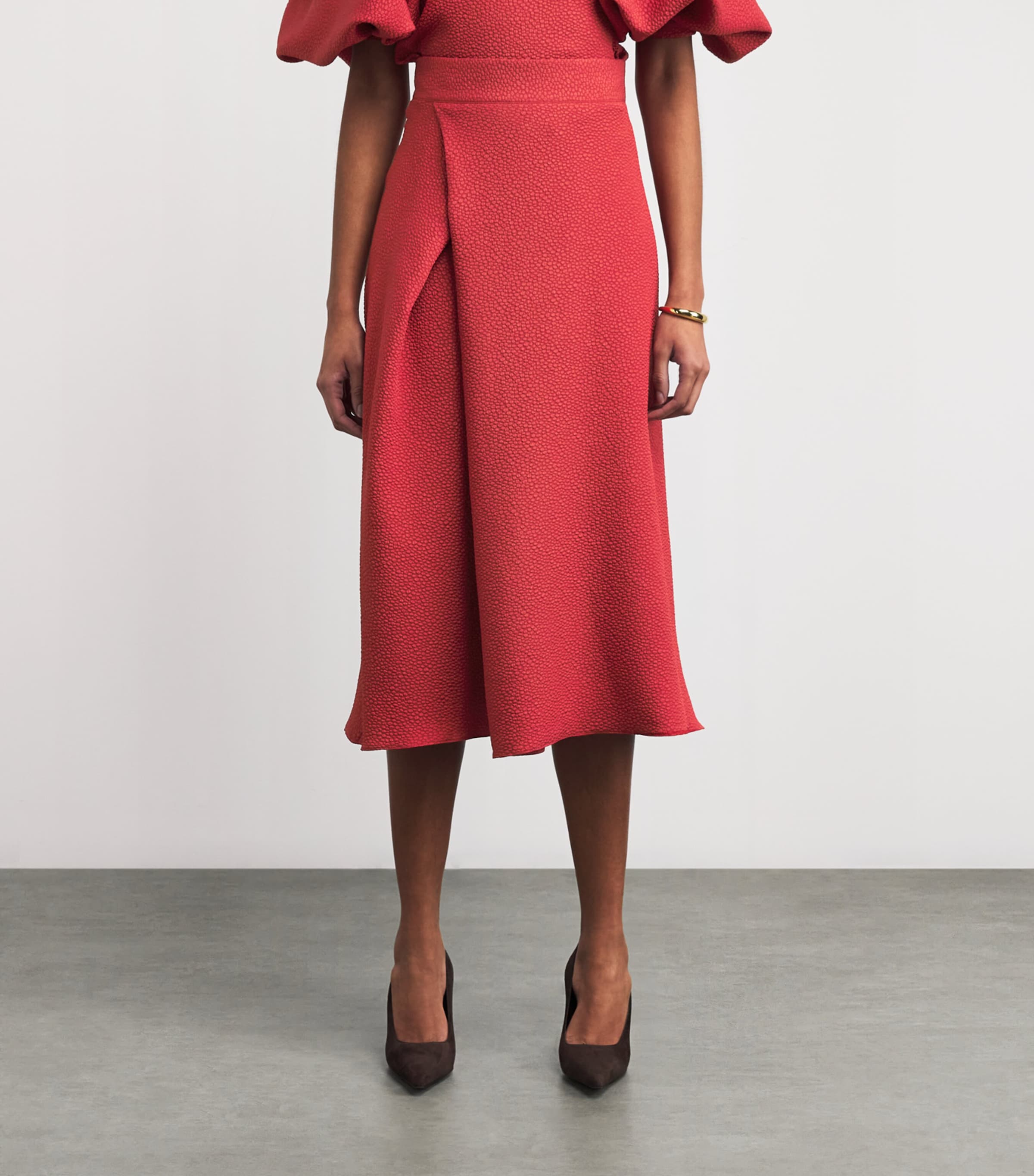 Jacquard Plait Midi Skirt CARMINE Image 3