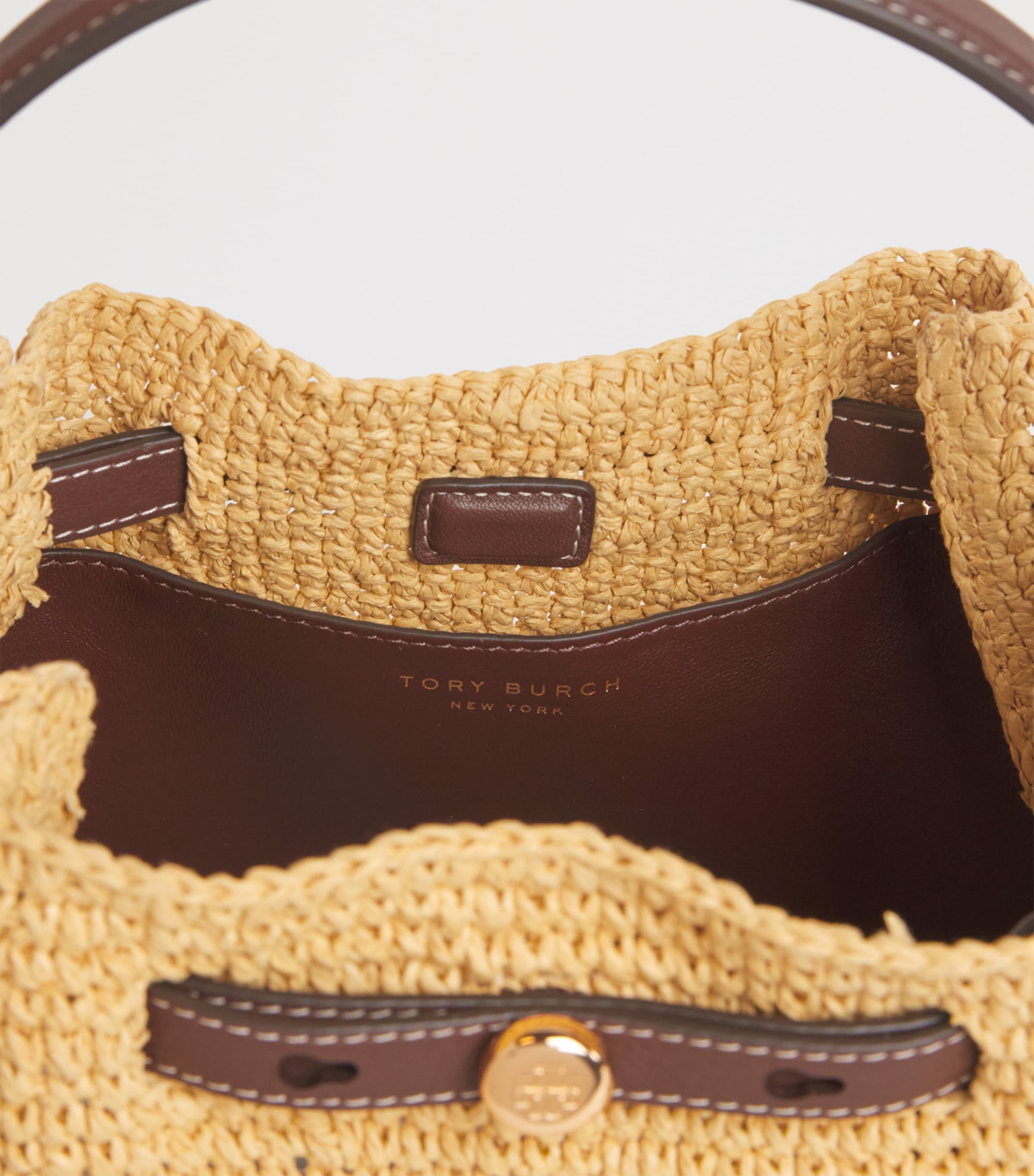 Tory Burch Small Raffia Romy Bucket Bag Natural Image 5