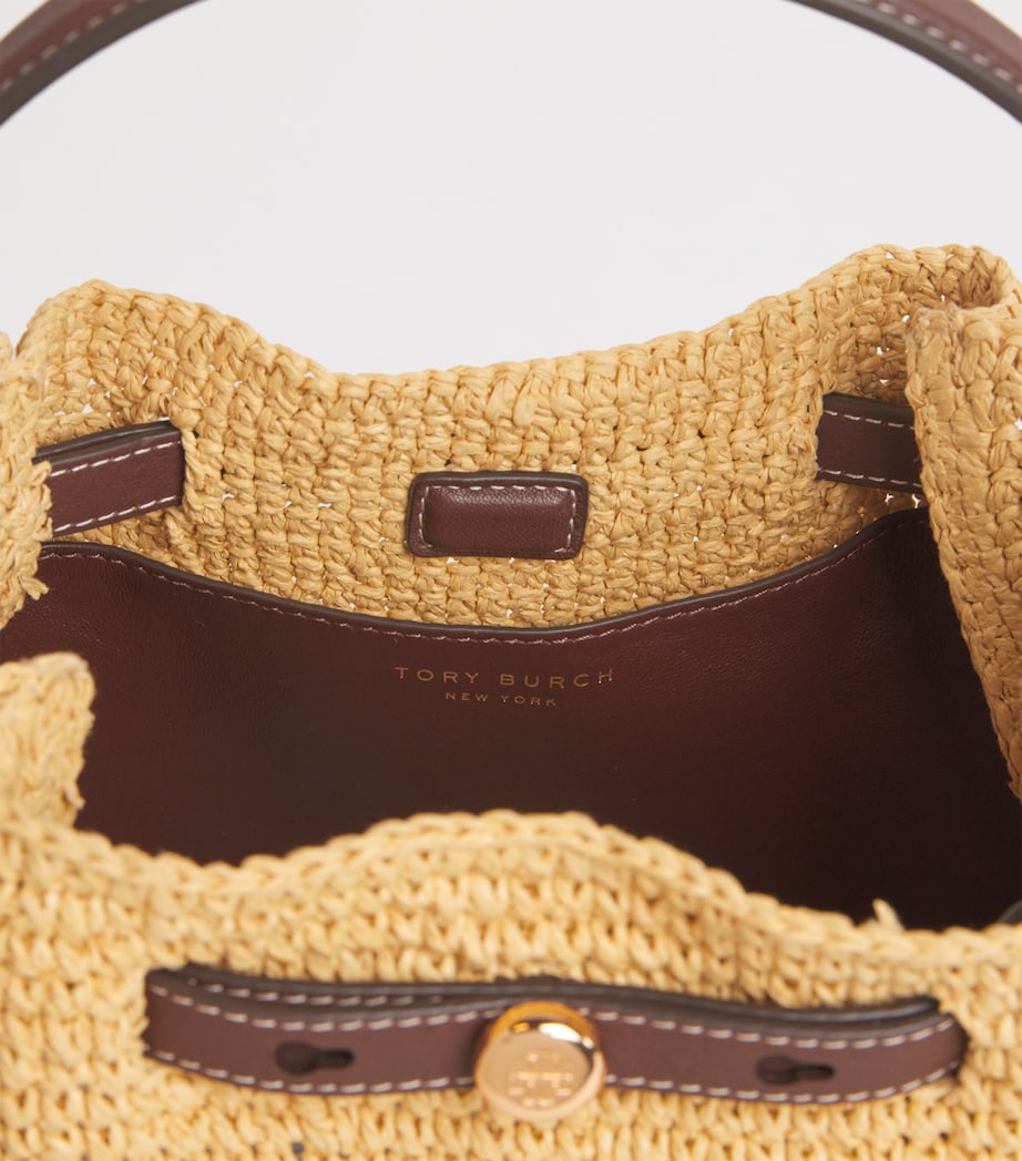 Tory Burch Small Raffia Romy Bucket Bag Natural Image 5