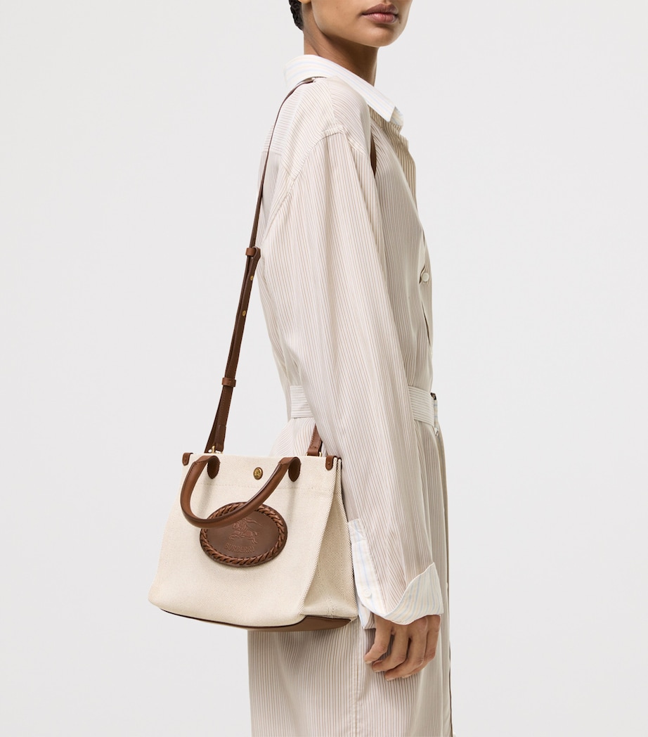 Burberry Mini Canvas Clovelly Bag Natural Image 2