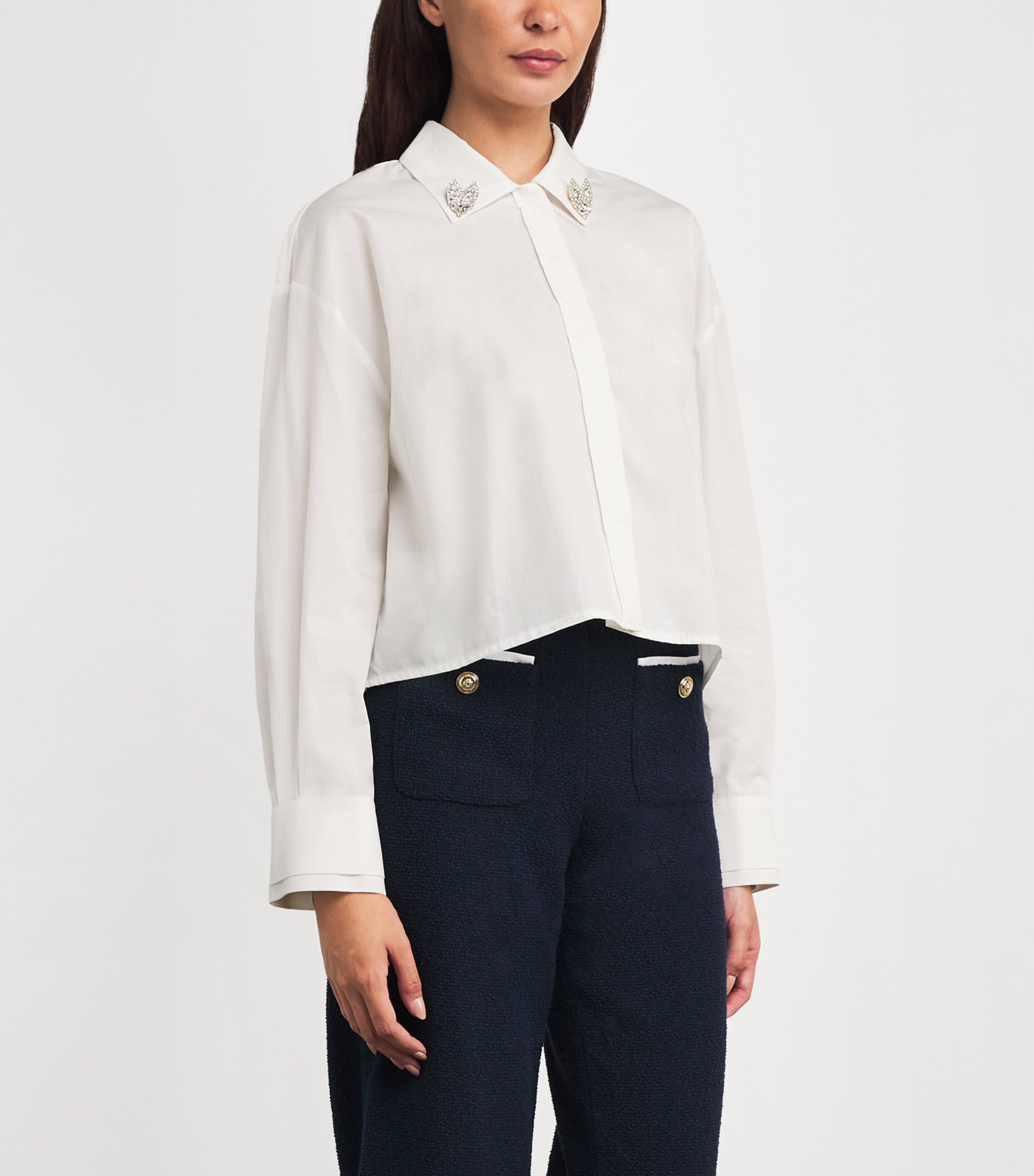Cotton Embellished Shirt WHITE Image 3