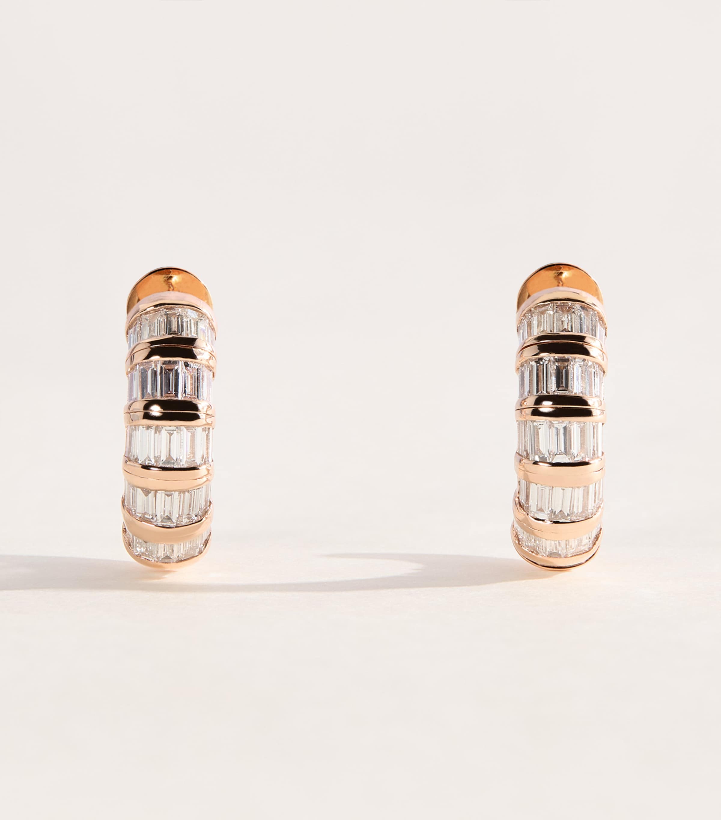 SHAY Rose Gold and Diamond Baguette Earrings Rose Gold Image 1
