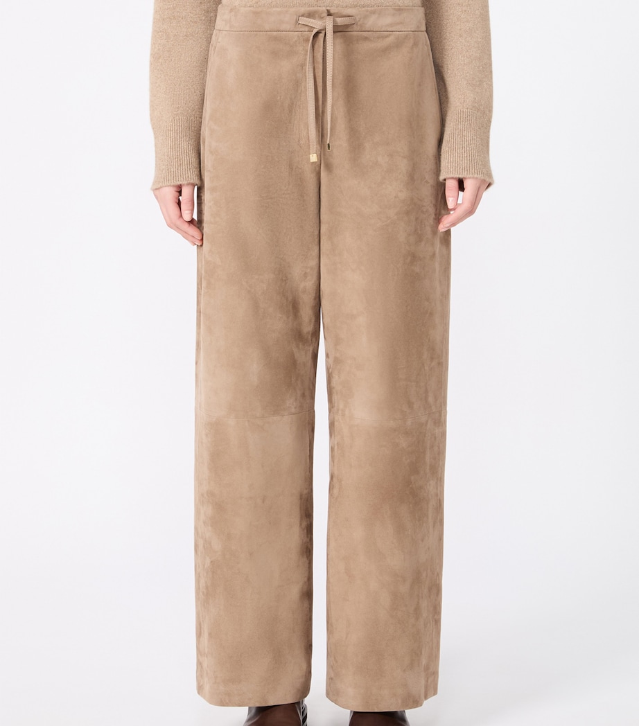 Max Mara Womens Suede Drawstring Trousers Colonial Image 3