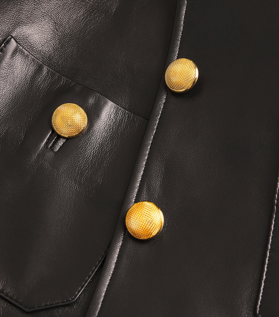 Cropped Nessy Leather Jacket BLACK Image 5