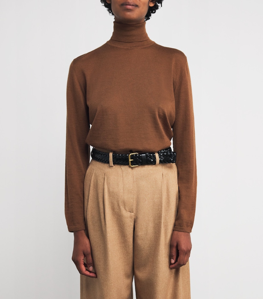Leather Woven Belt BLACK Image 2