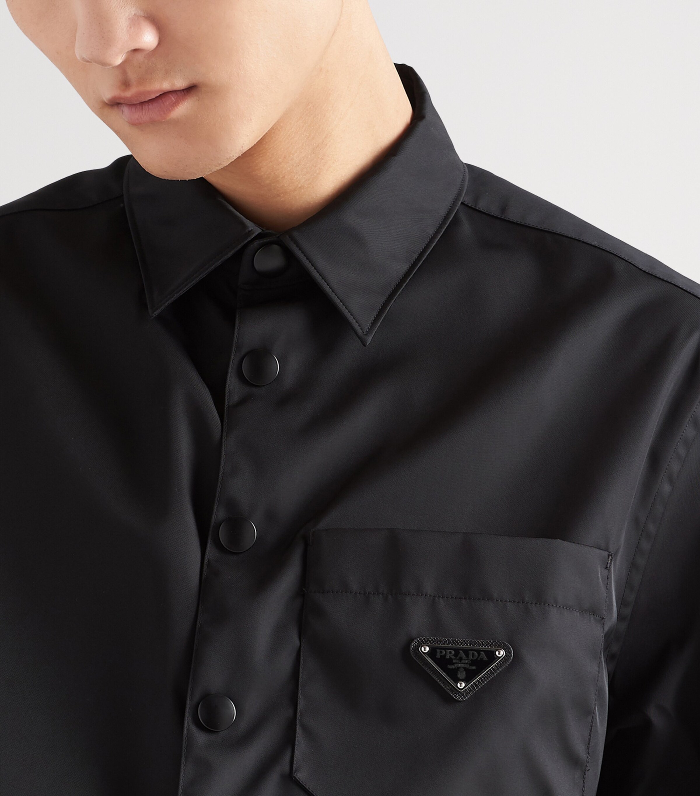 Prada Mens Re-Nylon Relaxed Shirt Black Image 6