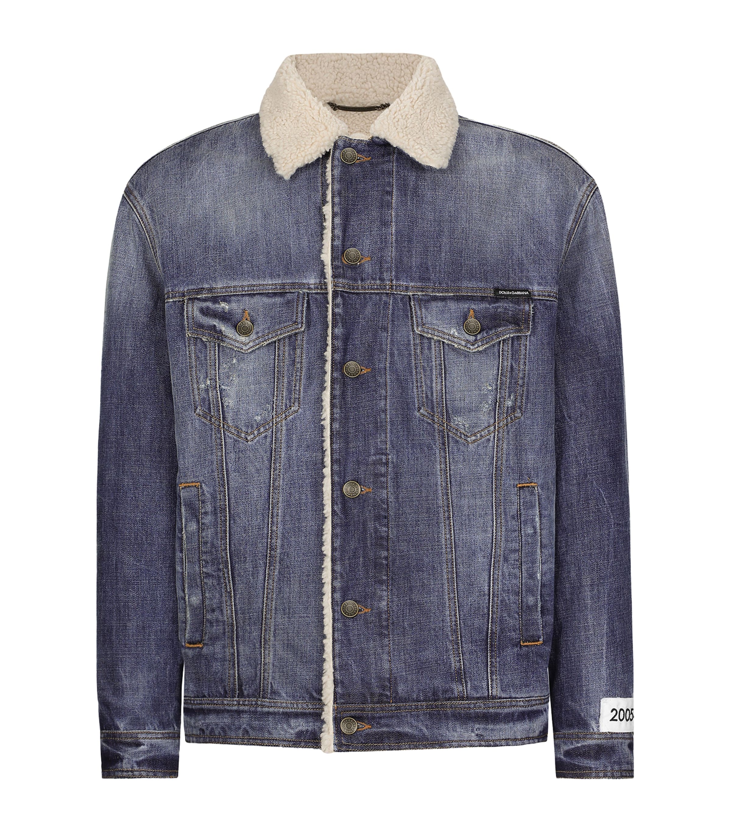 Dolce & Gabbana Buttoned Denim Jacket With Faux Shearling Finish