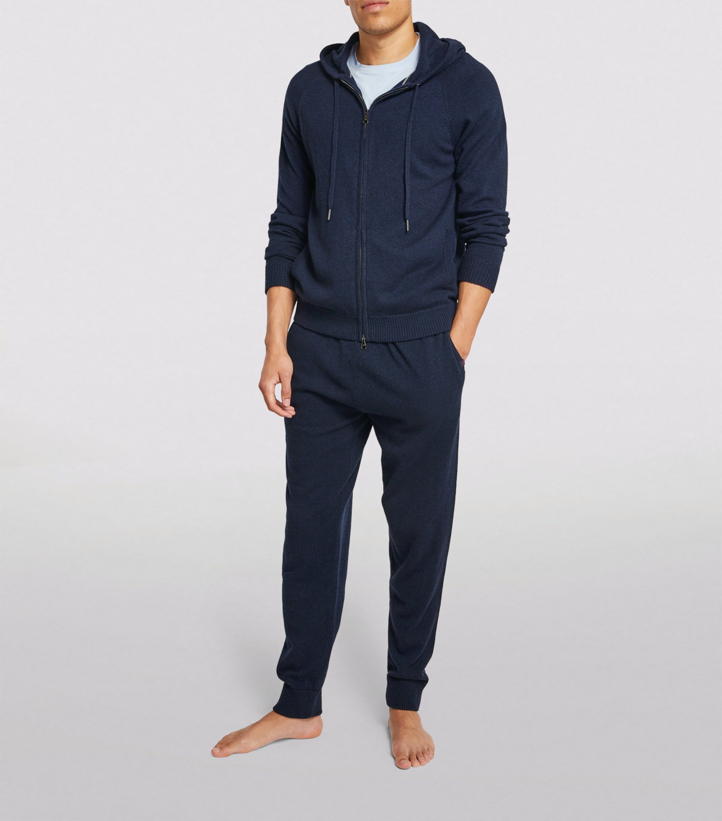 Cashmere Zip-Up Hoodie NAV-BLUE Image 2
