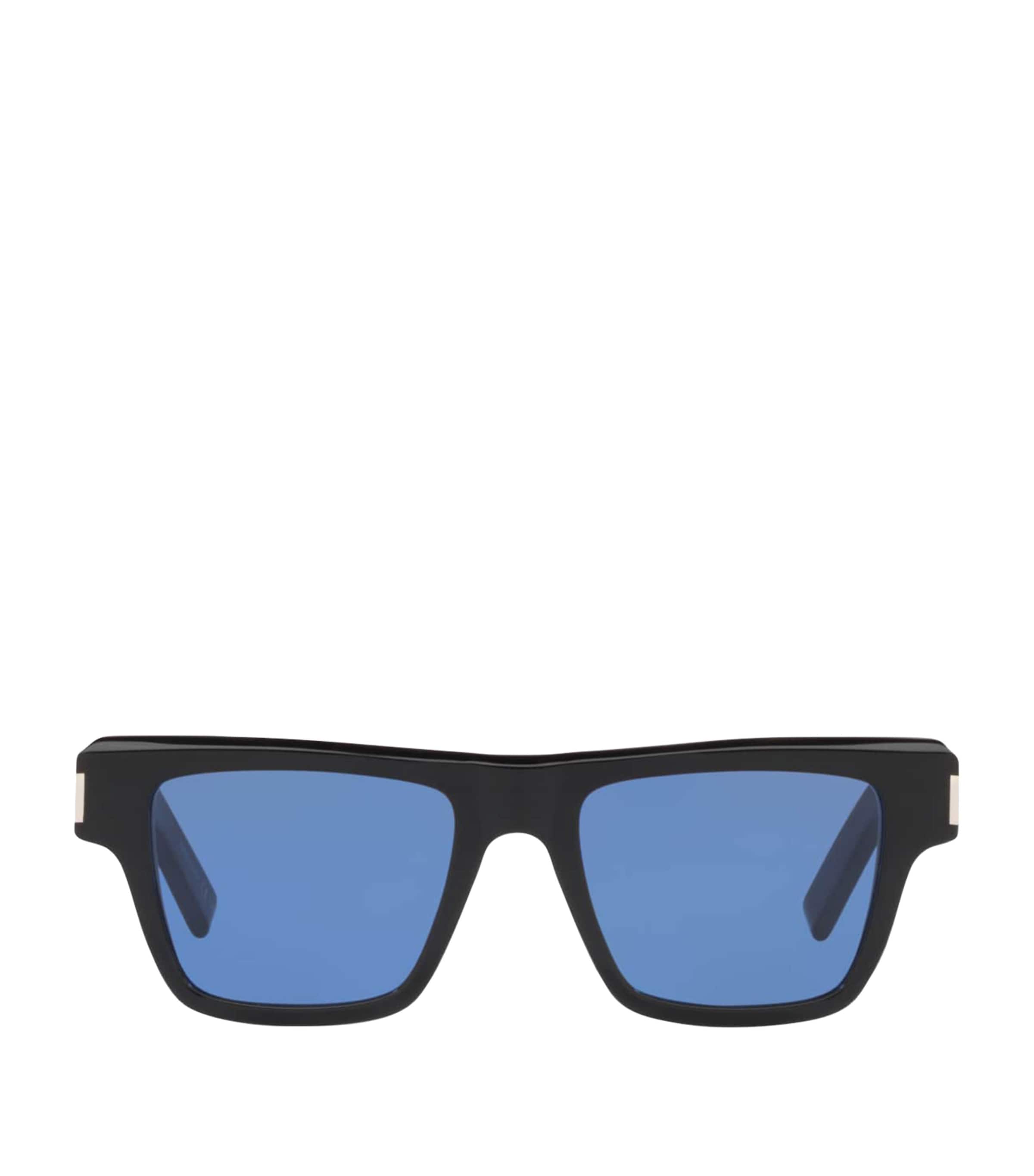 Saint Laurent Sl469 Rectangle-frame Acetate Sunglasses In Black
