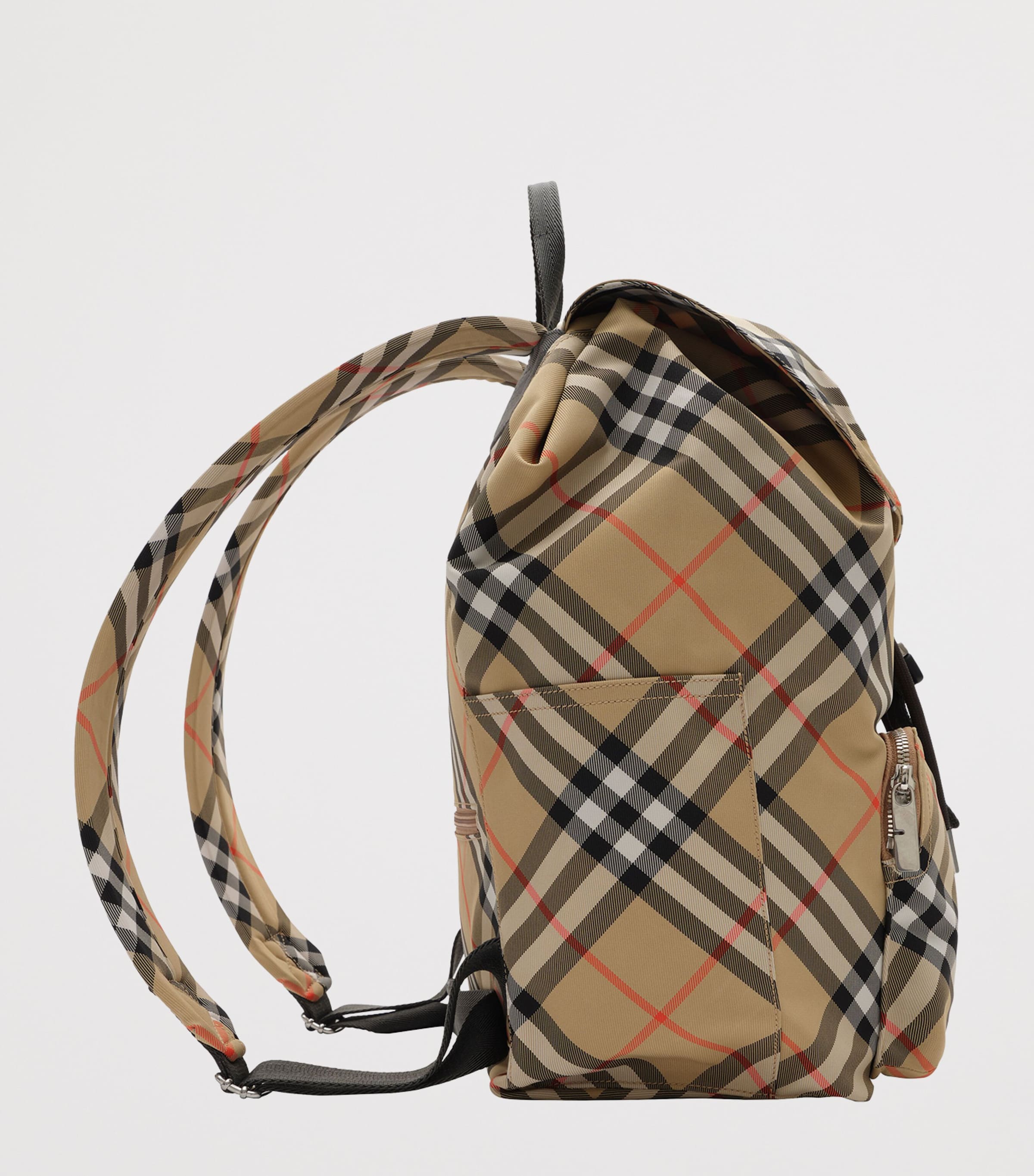 Burberry Check Print Backpack Sand Image 3