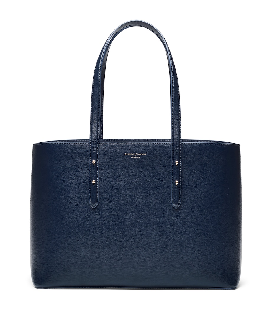 Aspinal Of London Leather Regent Tote Bag Navy Image 1