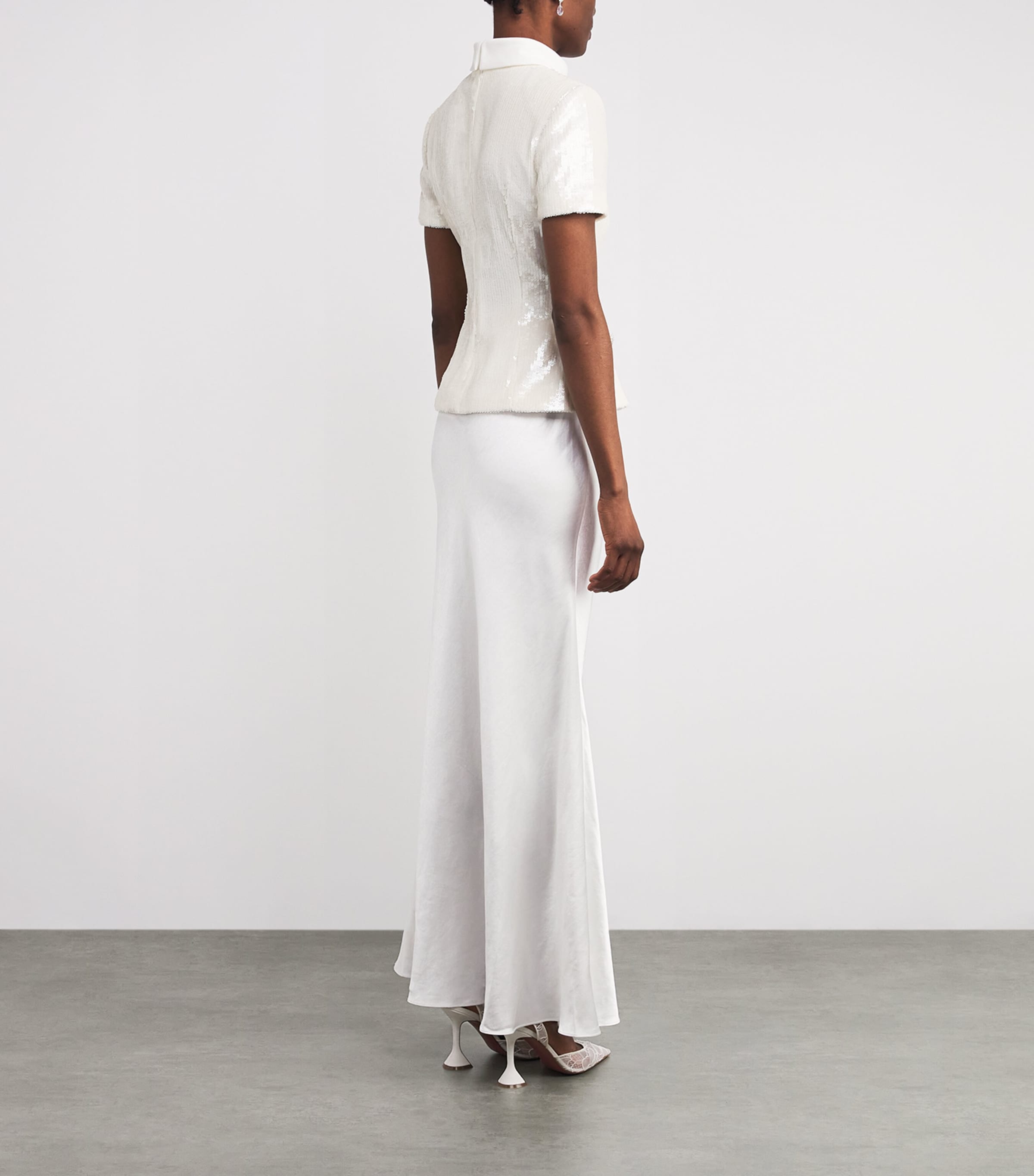 Sequinned Tailored Maxi Dress WHITE Image 3