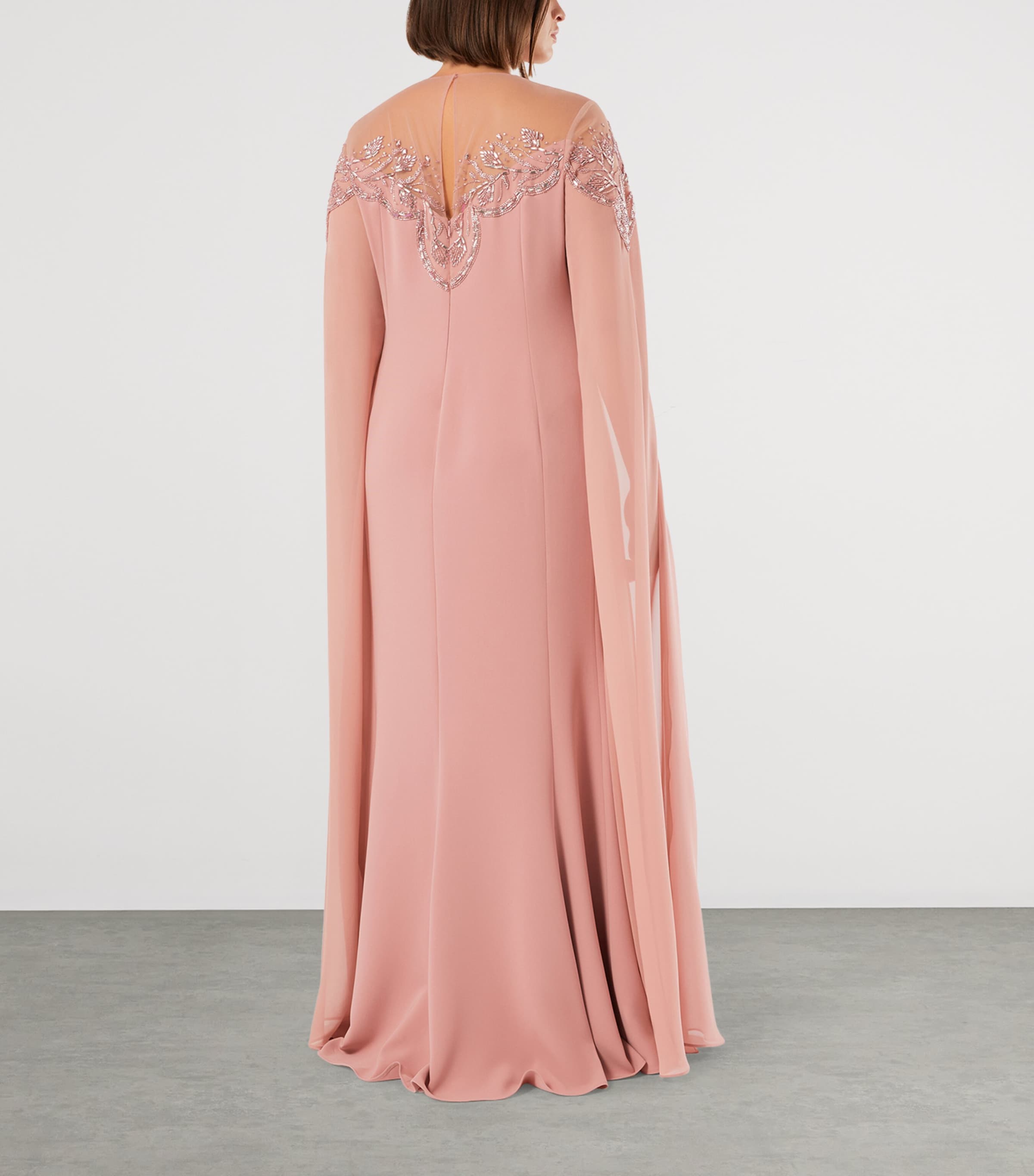 Marina Rinaldi Womens Silk Embroidered Maxi Dress Antique Rose Image 4