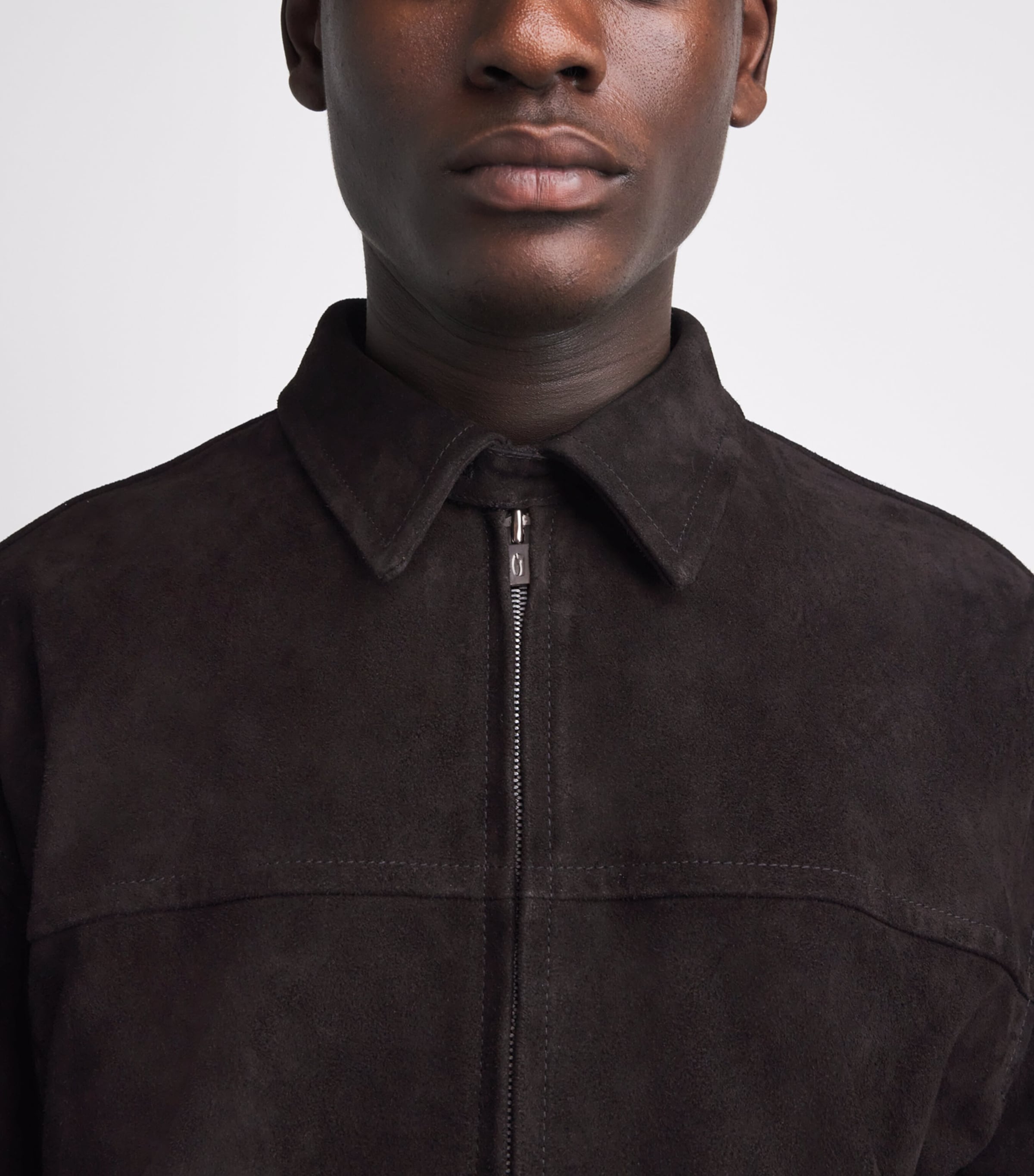 Le 17 Septembre Mens Suede Jacket Black Image 3