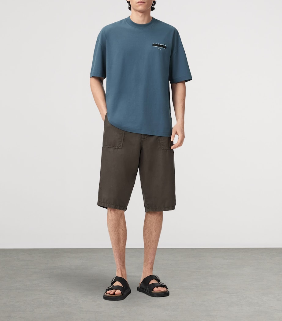 AllSaints Mens Organic Cotton Redact T-Shirt Waved Blue Image 2