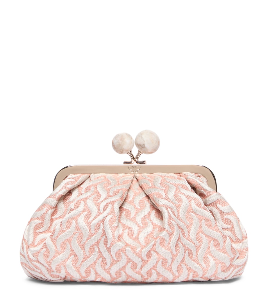 Weekend Max Mara Woven Jacquard Pasticcino Clutch Bag Pink Image 1