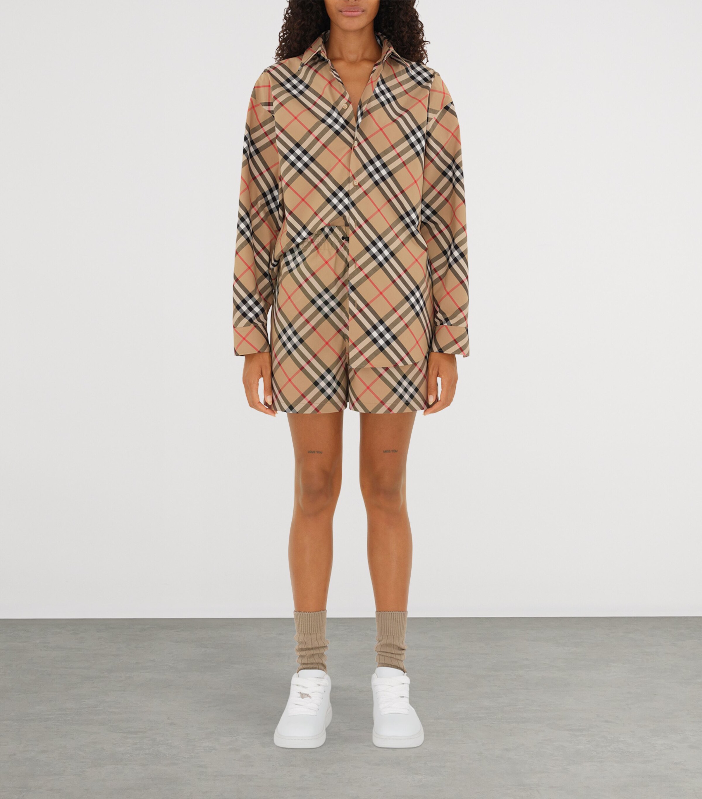 Cotton Check Relaxed Shirt SAND IP CHECK Image 2