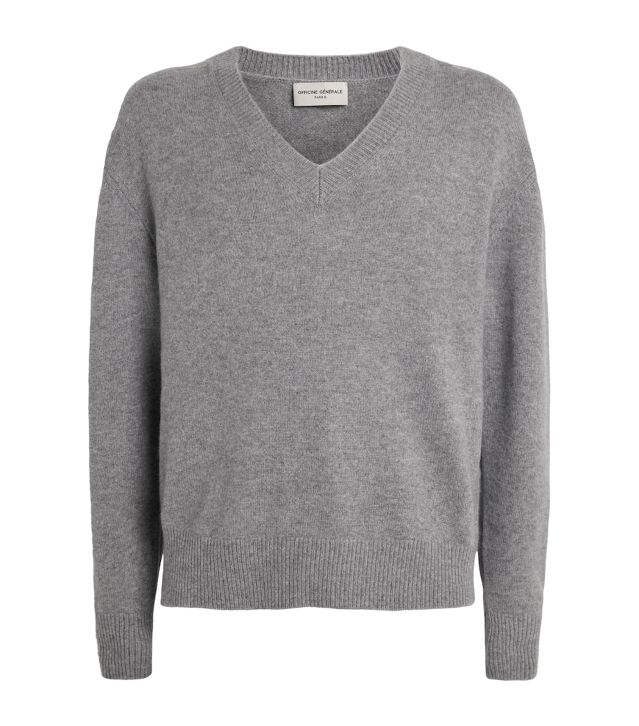 Cashmere V-Neck Sweater LIGHT HEATHER GREY Image 1