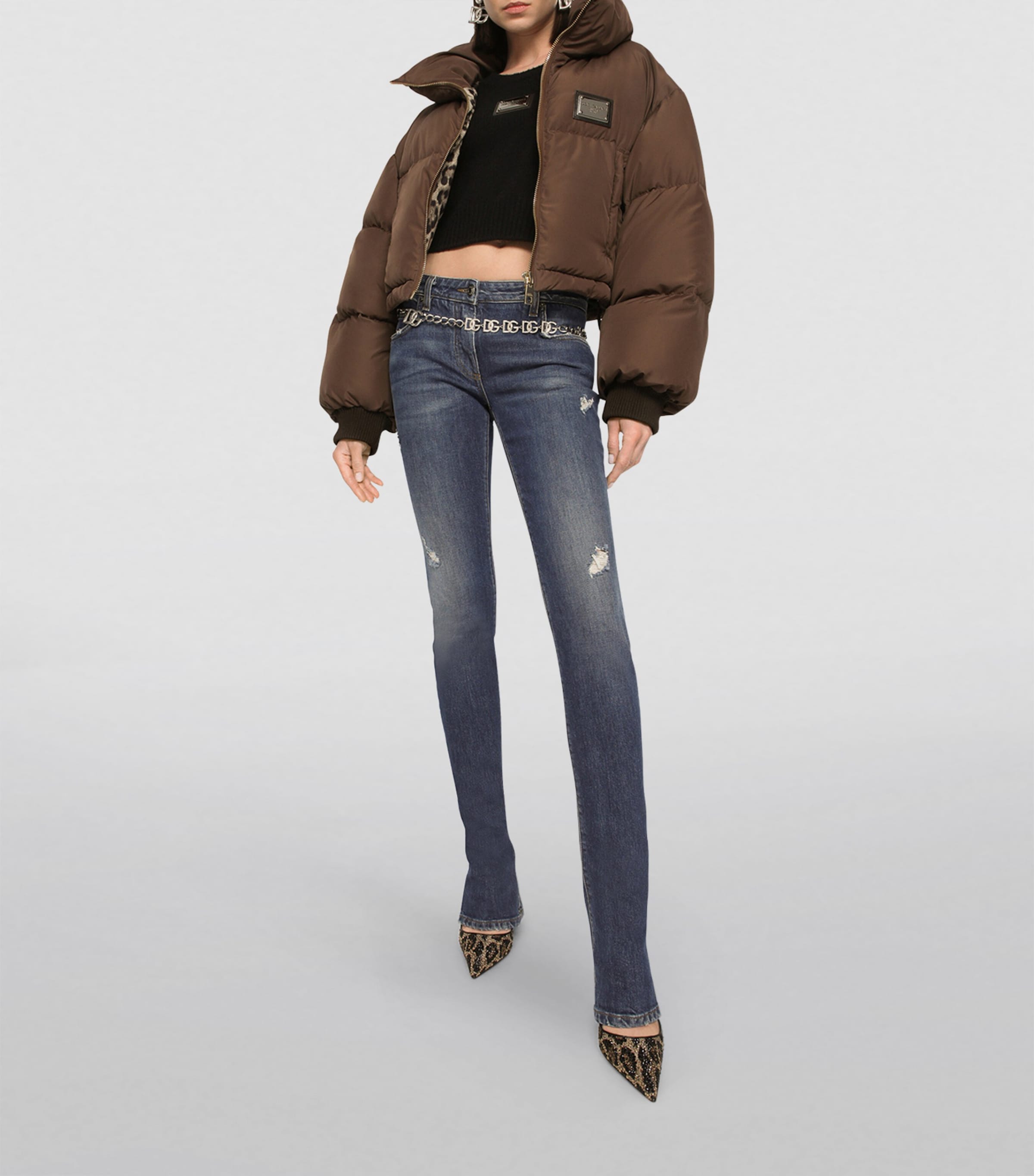 Wool-Cashmere Cropped Sweater N0000-BLACK Image 2