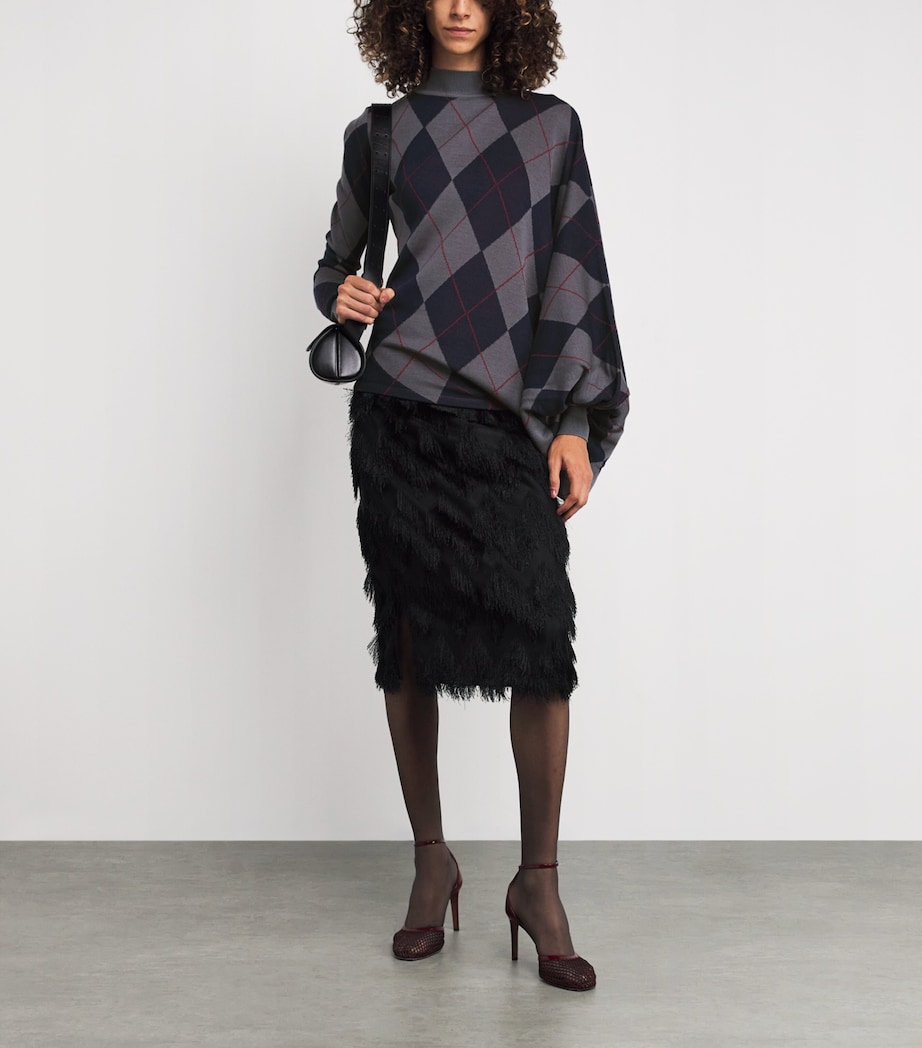 Merino Wool Argyle Sweater NAVY / GREY Image 2