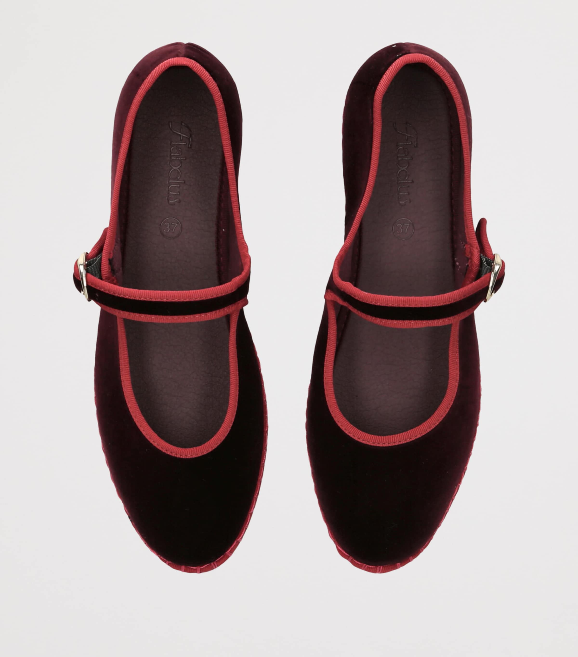 Flabelus Velvet Boris Mary Janes Wine Image 4