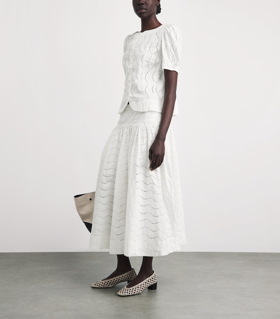 Polo Ralph Lauren Womens Cotton Eyelet Maxi Skirt White Image 2