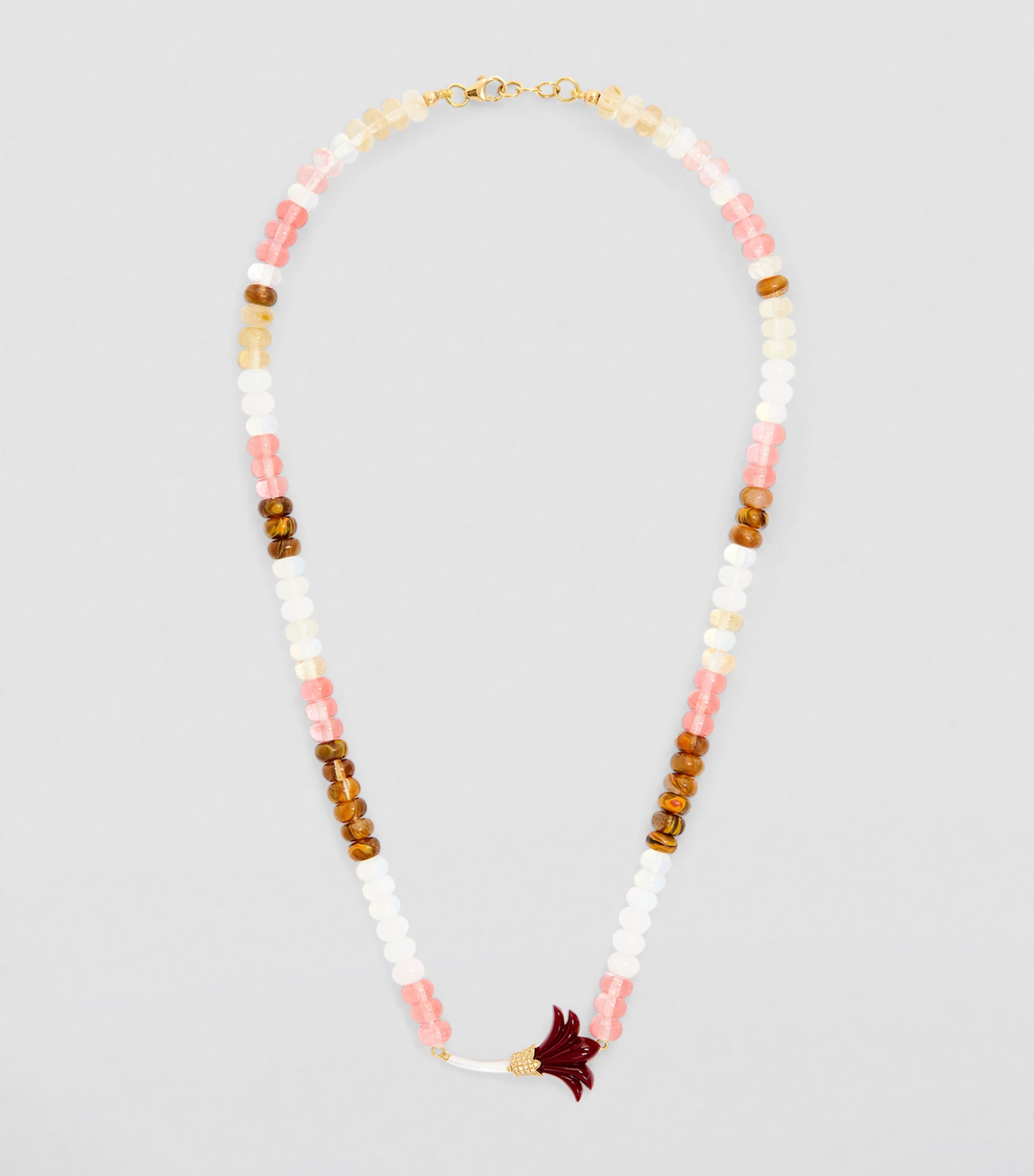 L'ATELIER NAWBAR Yellow Gold, Diamond and Mother-of-Pearl Psychedeliah Beaded Necklace Burgundy Image 2
