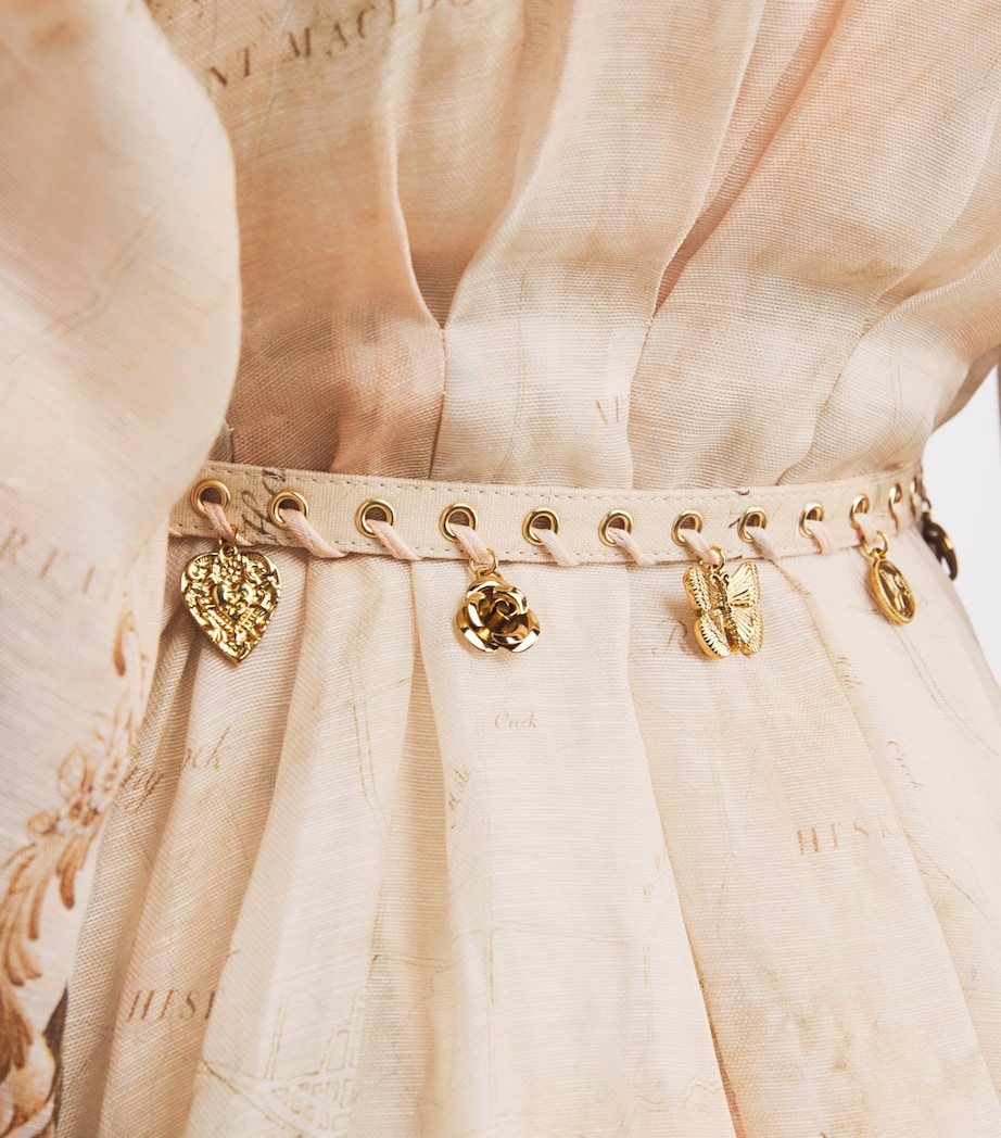 Linen-Silk Memento Midi Shirt Dress MAP PRINT Image 4