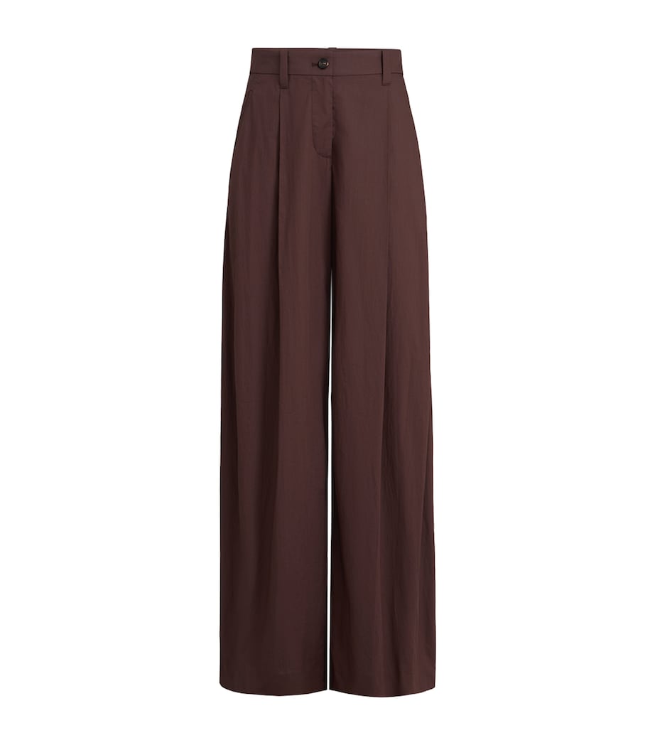 Brunello Cucinelli Womens Cotton Pleated Monili-Trim Trousers Image 1