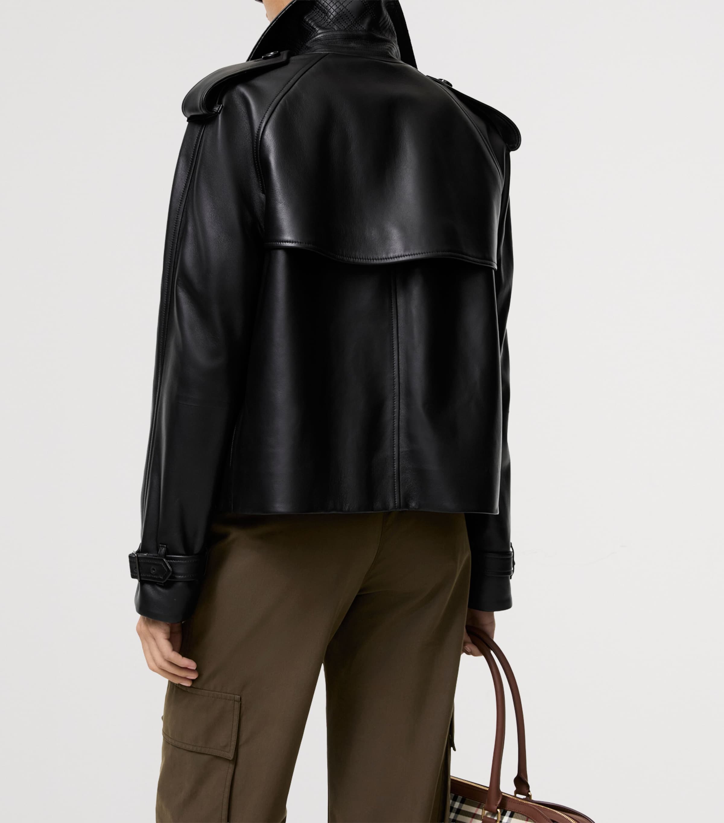 Burberry Womens Leather Mayfair Jacket Black Image 3