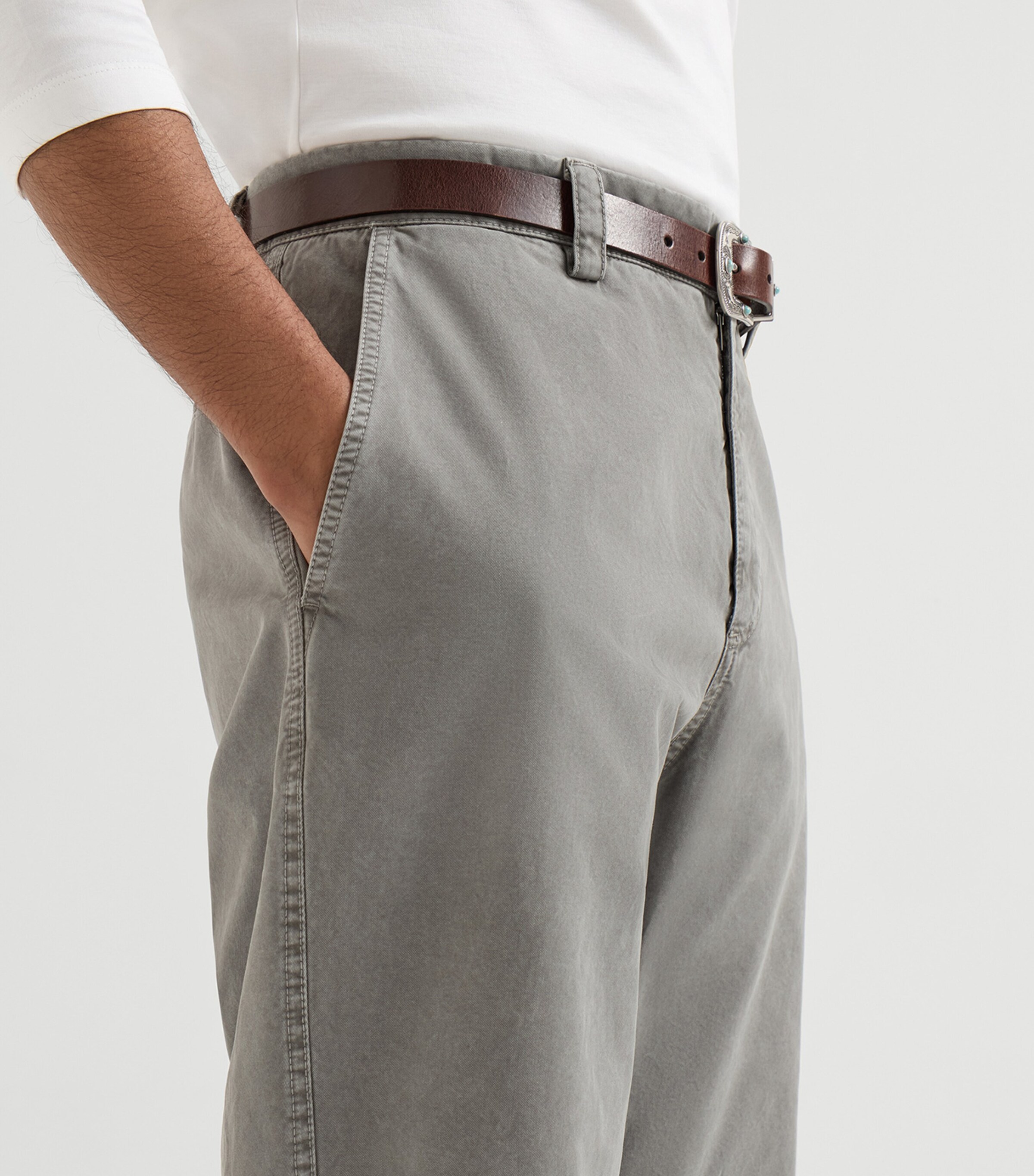 Brunello Cucinelli Mens Peached Cotton Gabardine Trousers Image 6