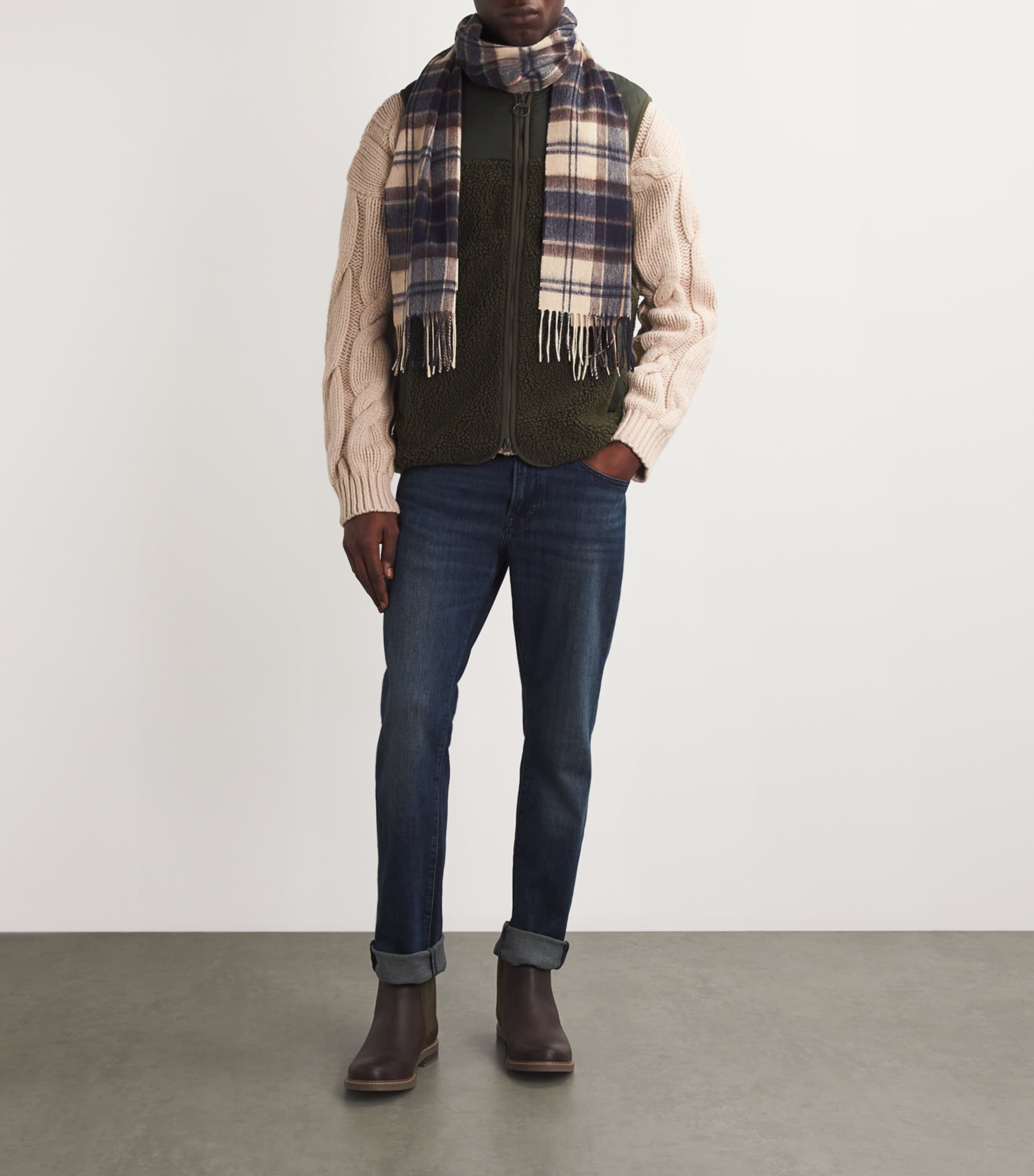 Barbour Wool-Cashmere Tartan Scarf Autumn Dress Image 2