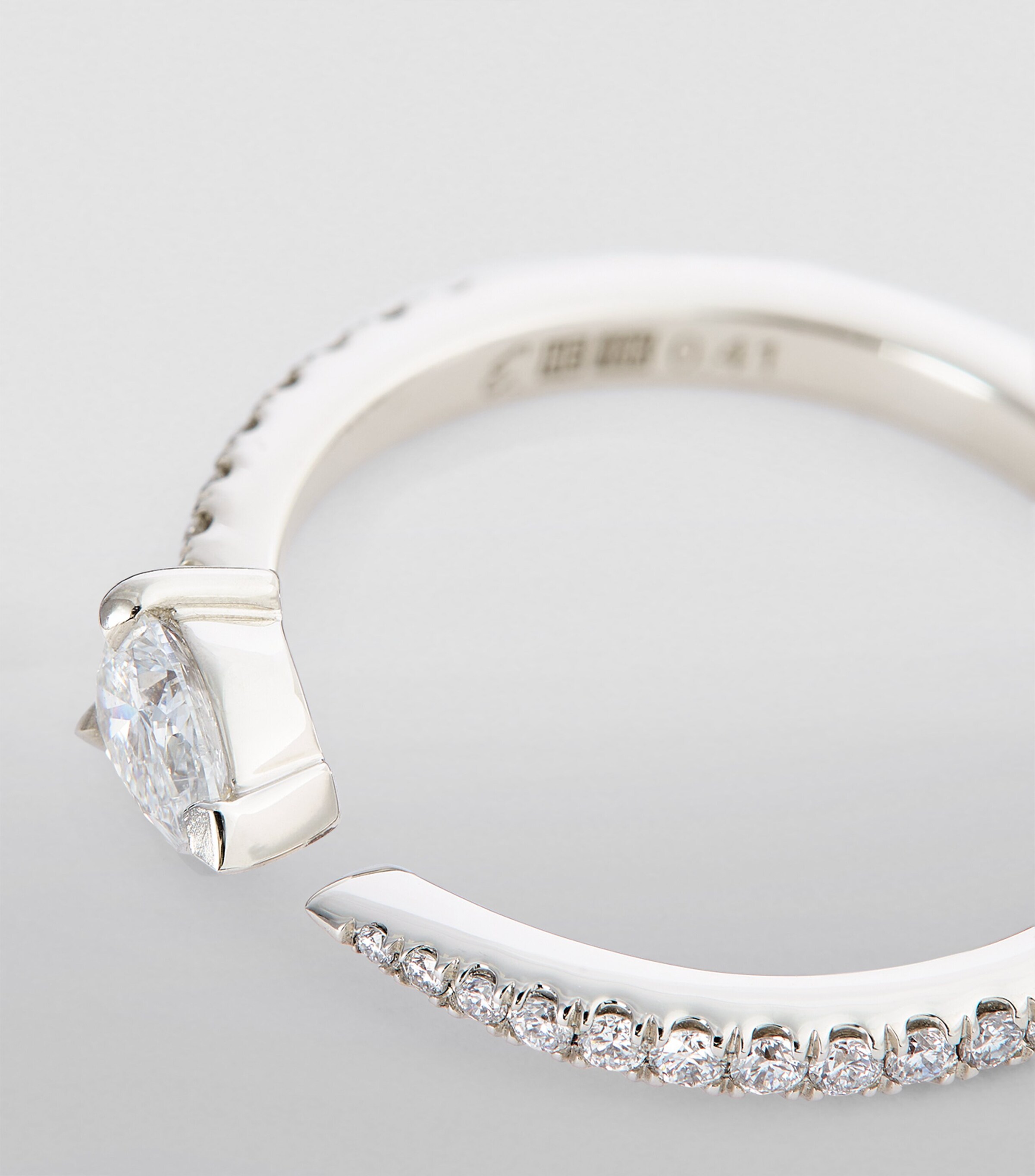 White Gold and Diamond Pavé Drop Links Ring WHITE GOLD Image 6