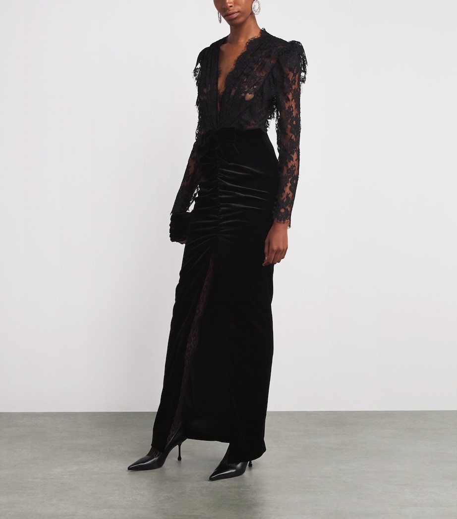 Lace-Velvet Gown 0900 BLACK Image 2