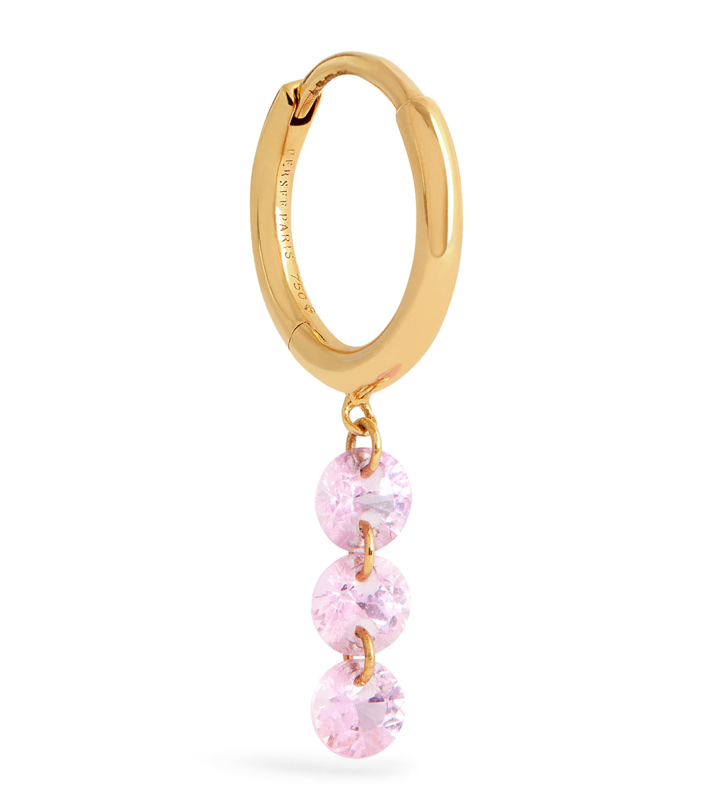 Persée Yellow Gold And Sapphire Single Earring In Pink